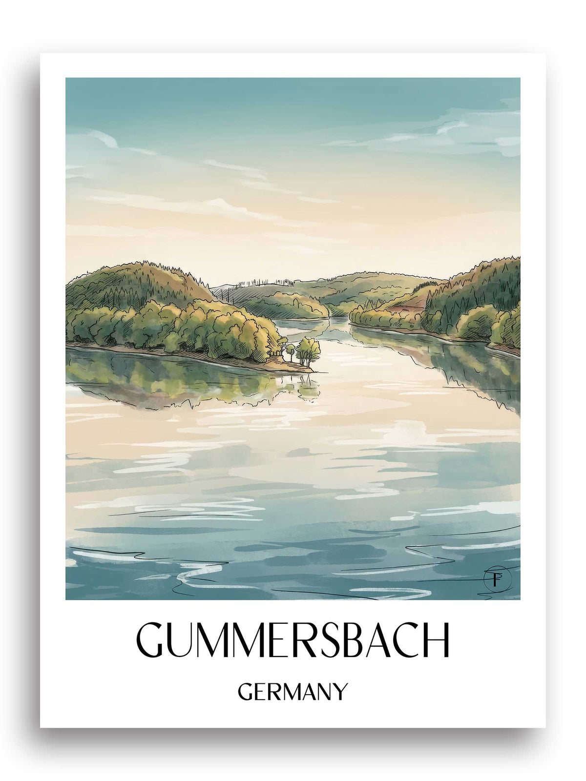 Gummersbach Poster - Bergisches Land - Deutschland Kunstdruck - Aquarell von A4 bis A1 - favplace