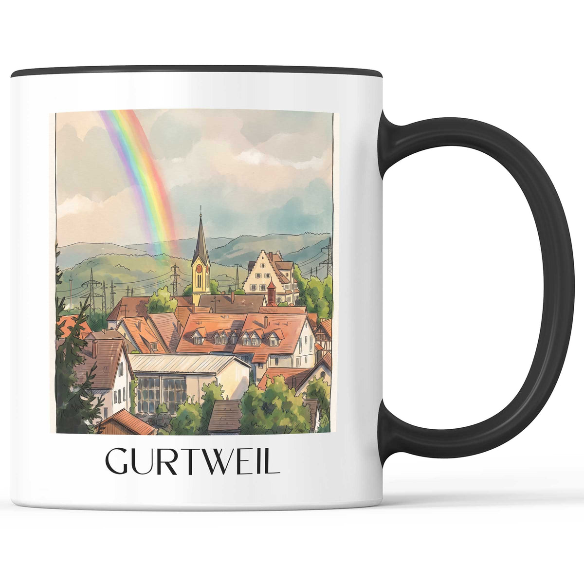 Gurtweil Kaffeebecher - Südschwarzwald - Deutschland Becher - Kaffeetasse im Aquarell Stil - favplace