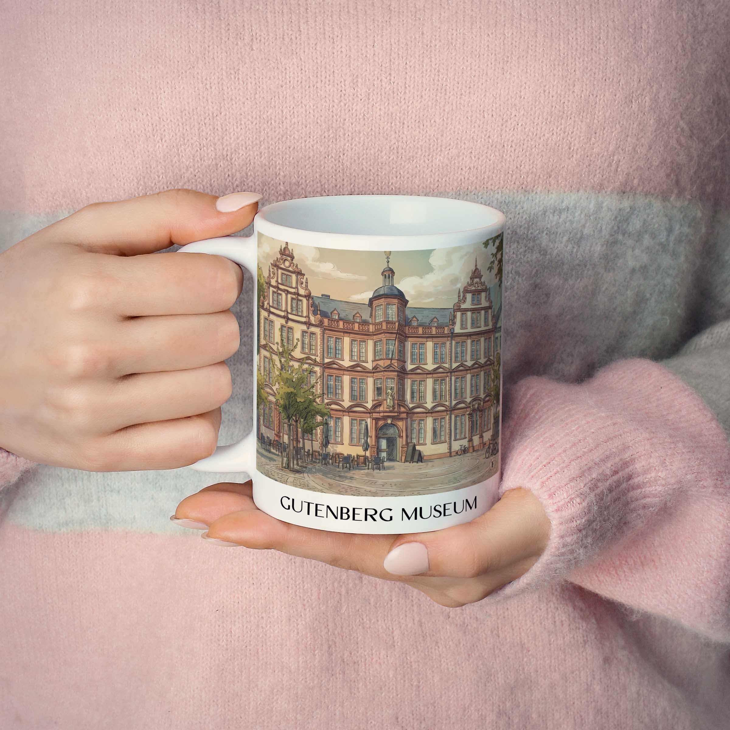 gutenberg-museum-mainz-deutschland-kaffeebecher-aquarell