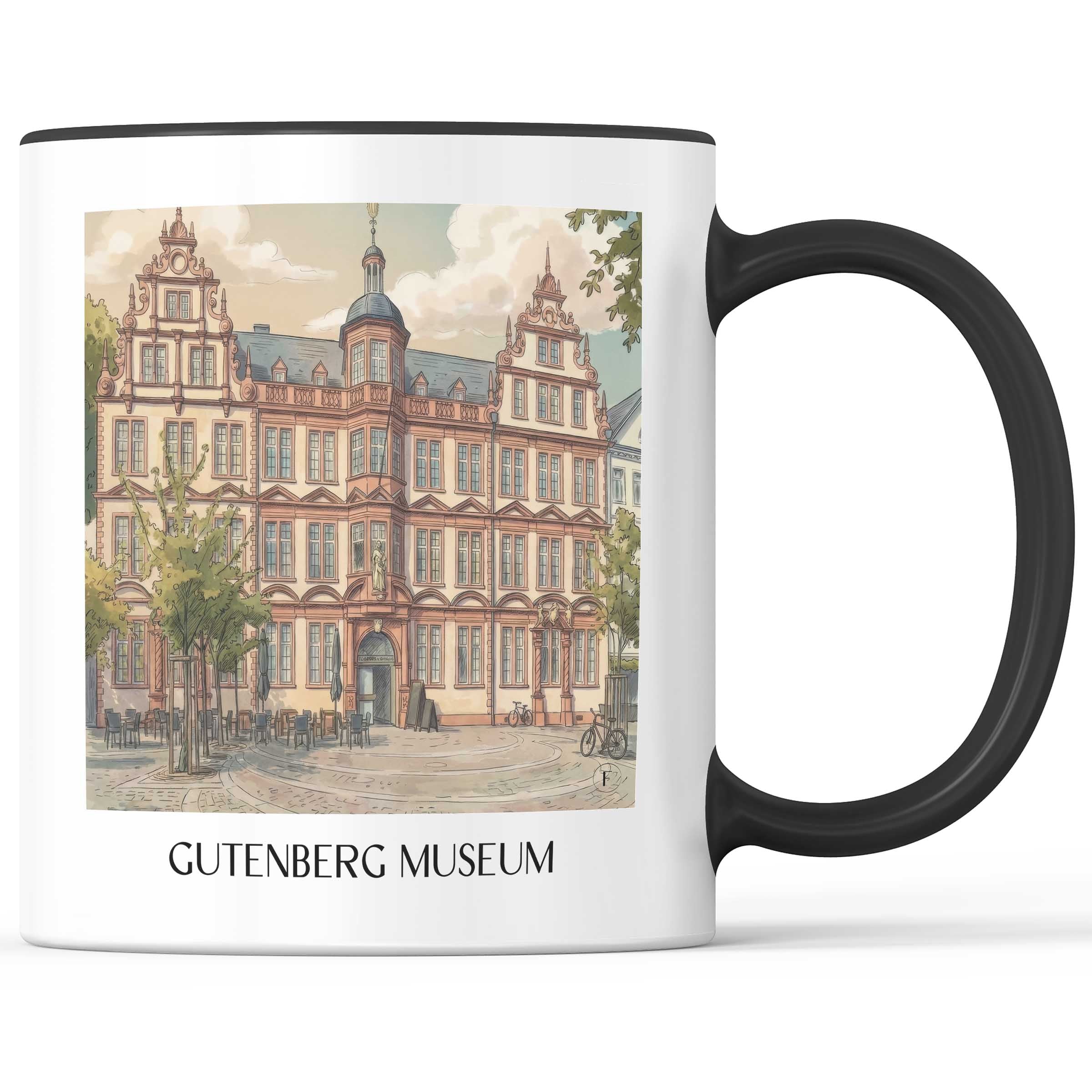 Gutenberg Museum Kaffeebecher - Mainz - Deutschland Becher - Kaffeetasse im Aquarell Stil - favplace