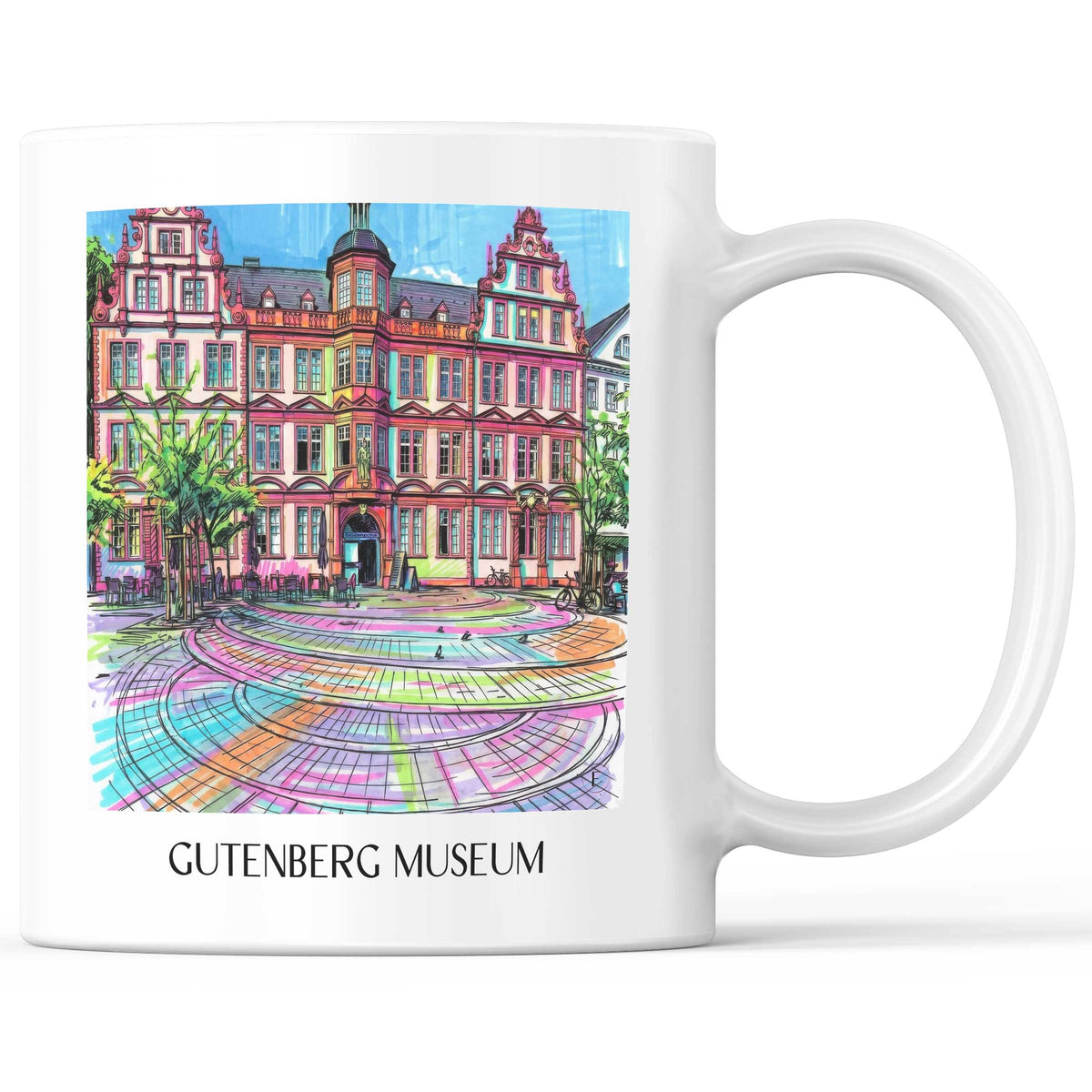 Gutenberg Museum Kaffeebecher - Mainz - Deutschland Becher - Kaffeetasse im Tag Graffiti Stil - favplace