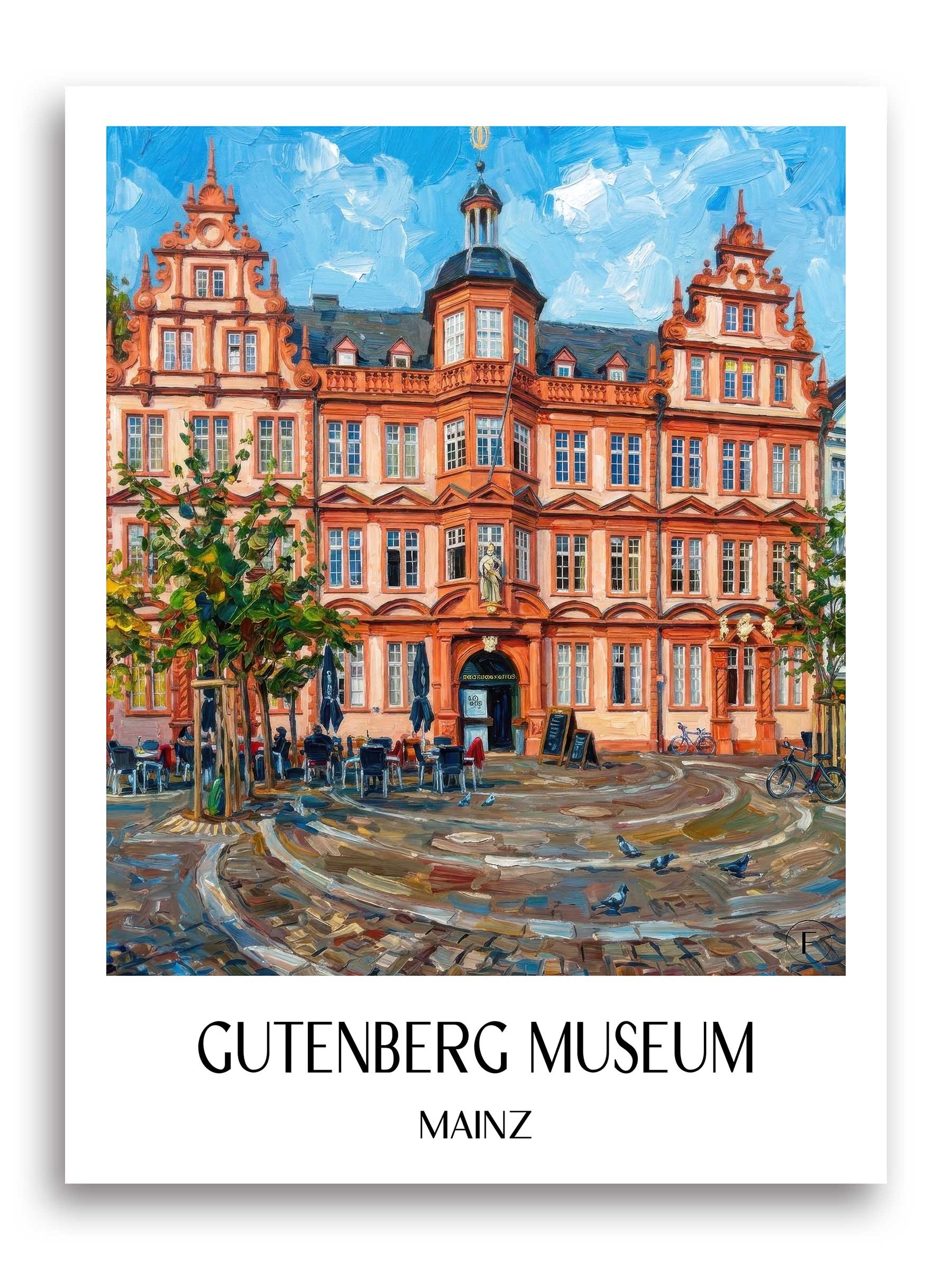 Gutenberg Museum Poster - Mainz - Deutschland Kunstdruck - Ölgemälde von A4 bis A1 - favplace
