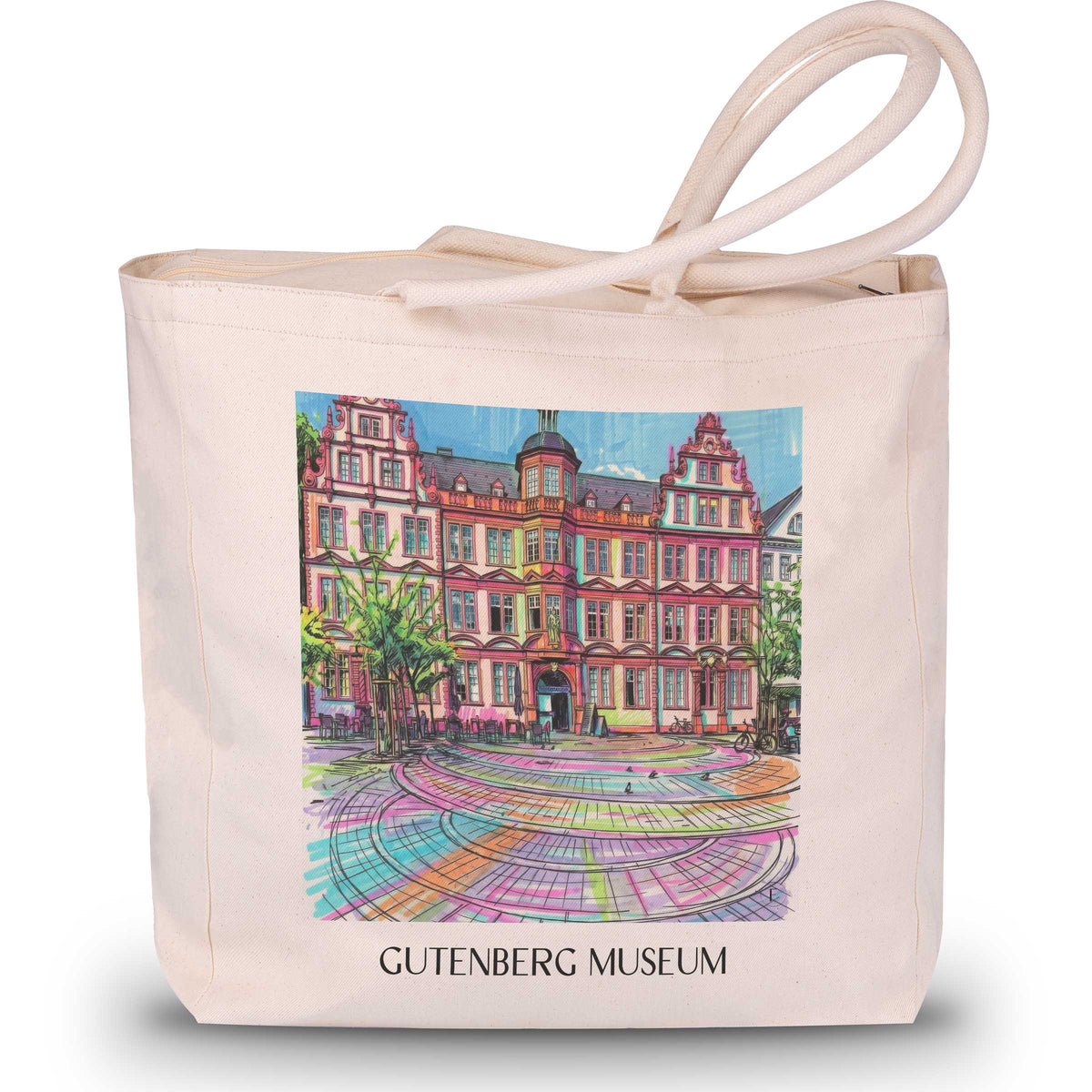 Gutenberg Museum Shopping Tasche - Mainz - Deutschland Tote Bag - Einkaufstasche im Tag Graffiti Stil - favplace