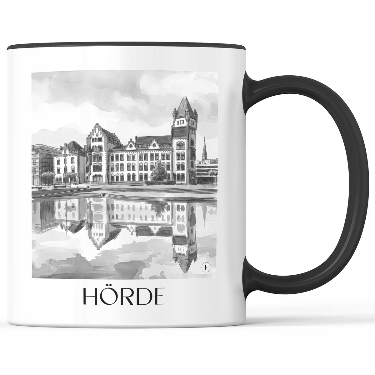 Hörde Kaffeebecher - Dortmund - Deutschland Becher - Kaffeetasse im Aquarell Schwarz-Weiß Stil - favplace