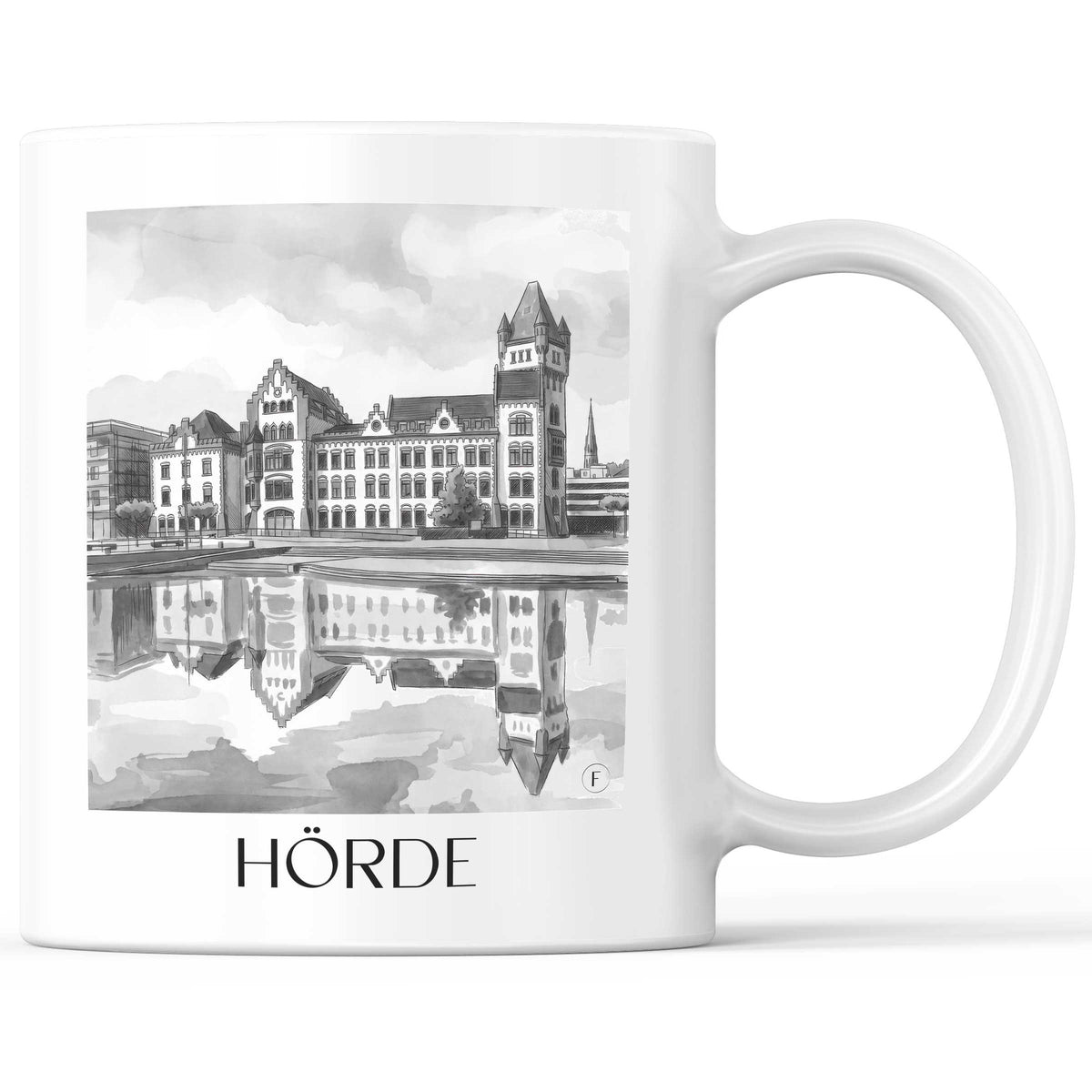 Hörde Kaffeebecher - Dortmund - Deutschland Becher - Kaffeetasse im Aquarell Schwarz-Weiß Stil - favplace