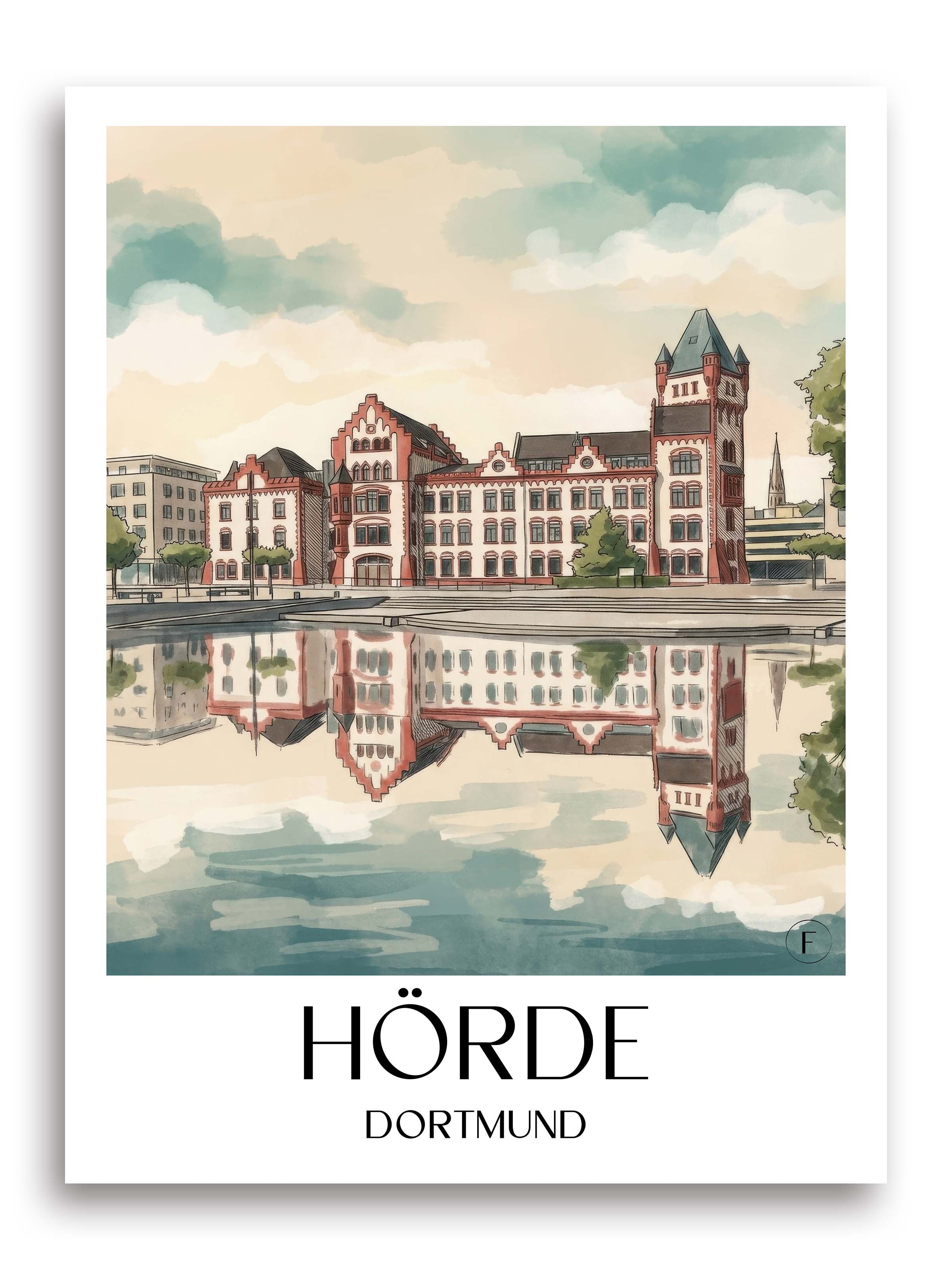 Hörde Poster - Dortmund - Deutschland Kunstdruck - Aquarell von A4 bis A1 - favplace