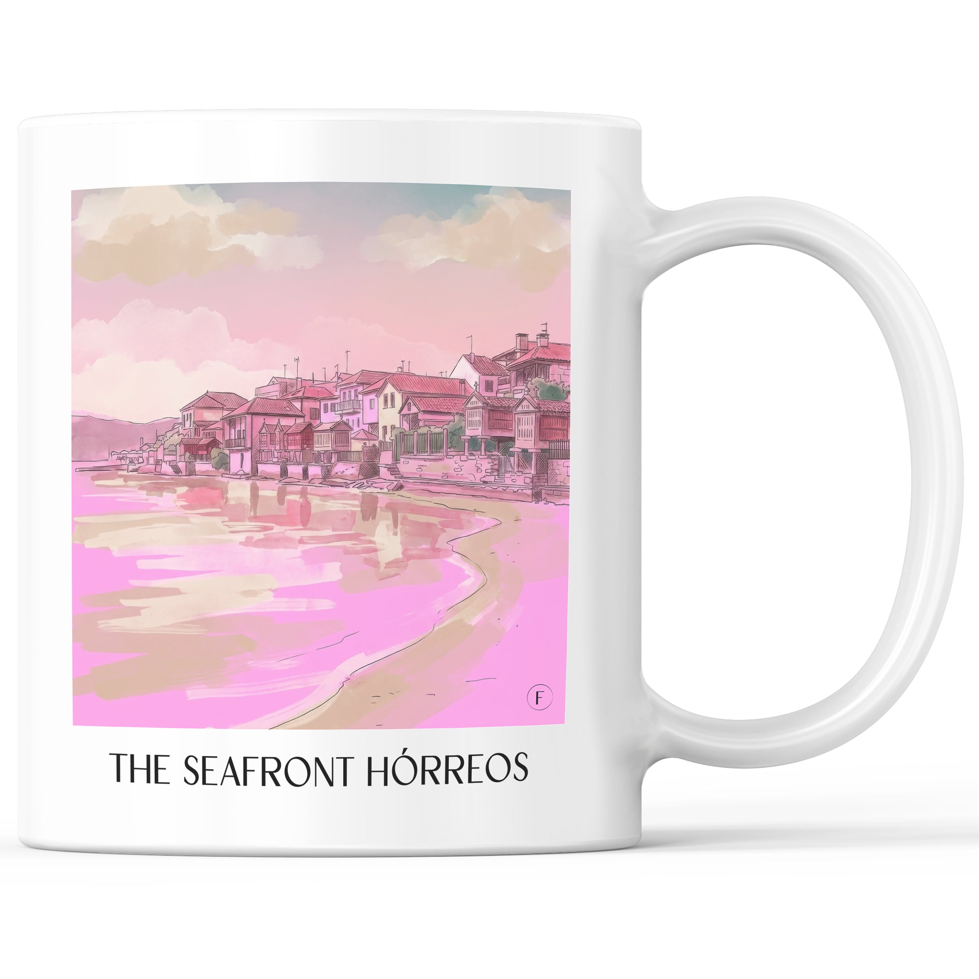 Hórreos de Combarro Kaffeebecher - Spanien - Spanien Becher - Kaffeetasse im Aquarell Pink Stil - favplace