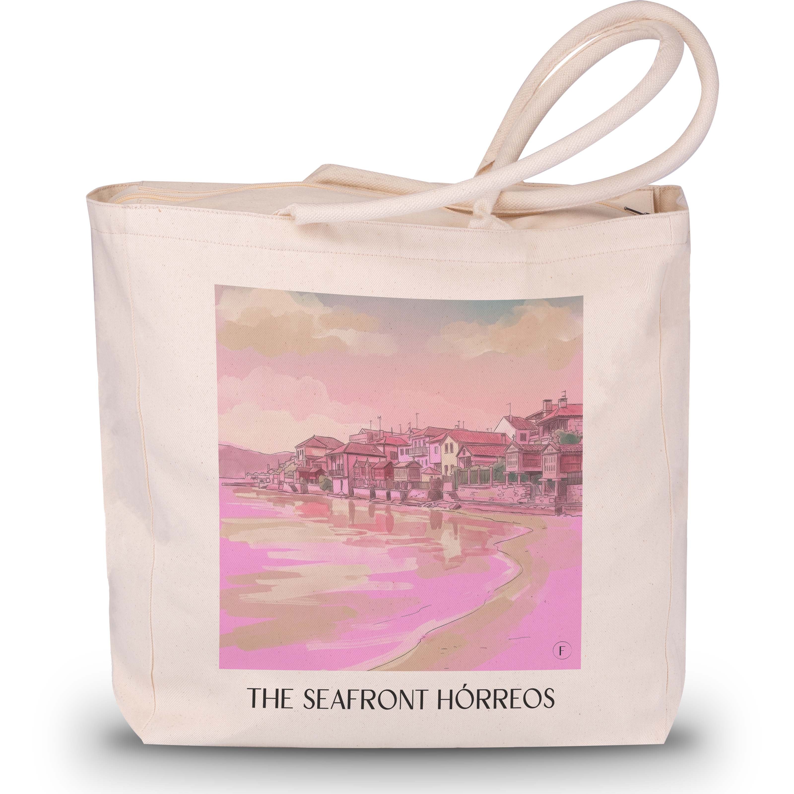Hórreos de Combarro Shopping Tasche - Spanien - Spanien Tote Bag - Einkaufstasche im Aquarell Pink Stil - favplace