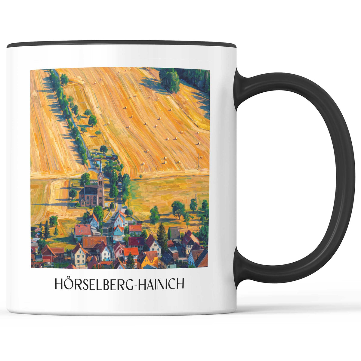 Hörselberg-Hainich Kaffeebecher - Thüringer Wald - Deutschland Becher - Kaffeetasse im Ölgemälde Stil