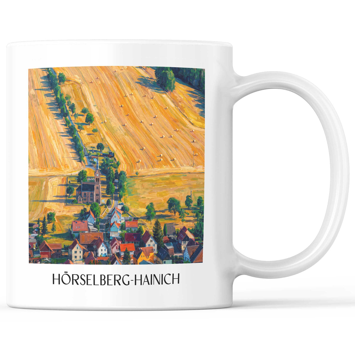 Hörselberg-Hainich Kaffeebecher - Thüringer Wald - Deutschland Becher - Kaffeetasse im Ölgemälde Stil