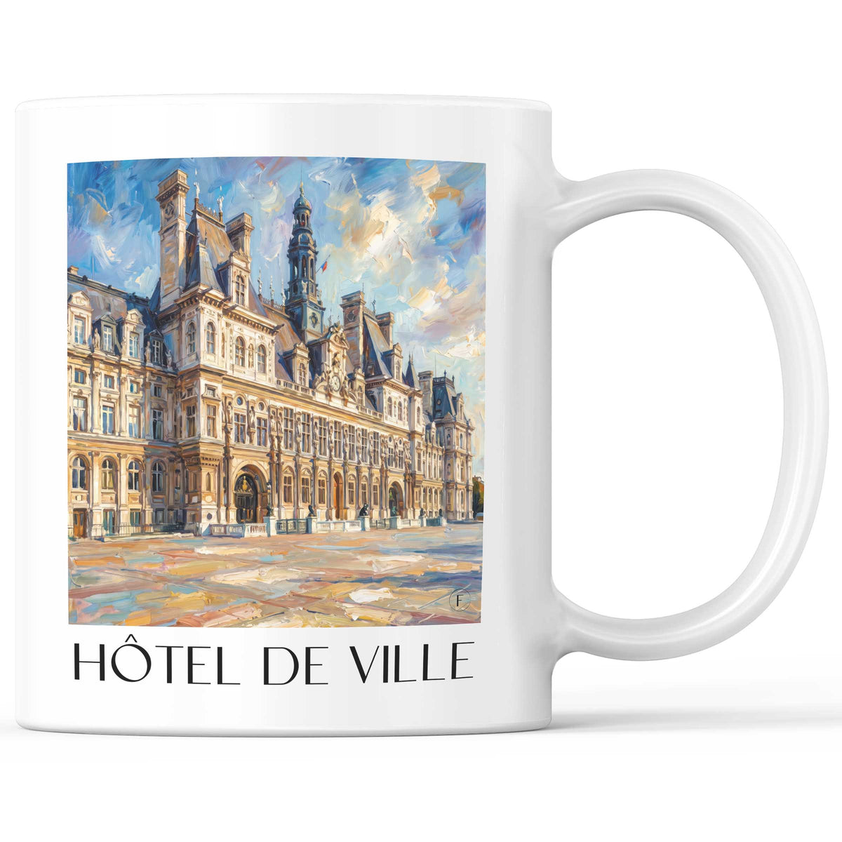 Hôtel de Ville Kaffeebecher - Paris - Frankreich Becher - Kaffeetasse im Ölgemälde Stil - favplace