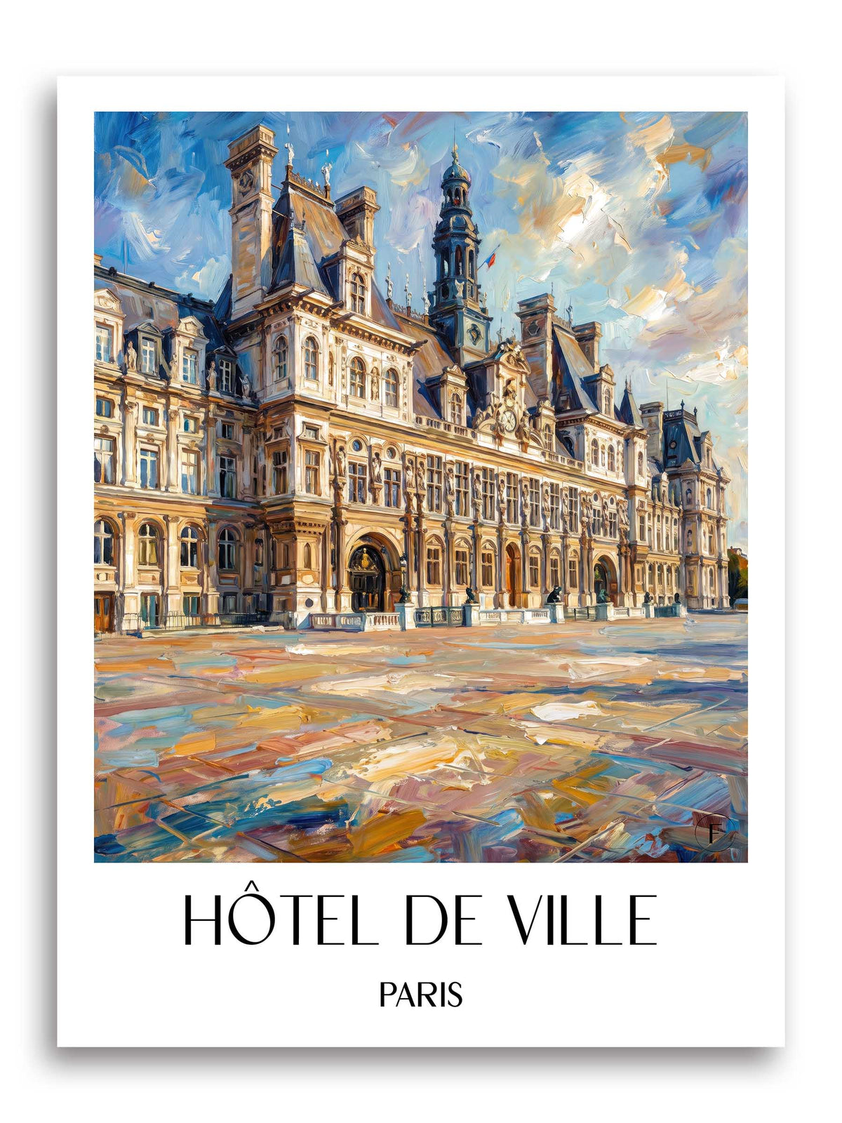 Hôtel de Ville Poster - Paris - Frankreich Kunstdruck - Ölgemälde von A4 bis A1 - favplace