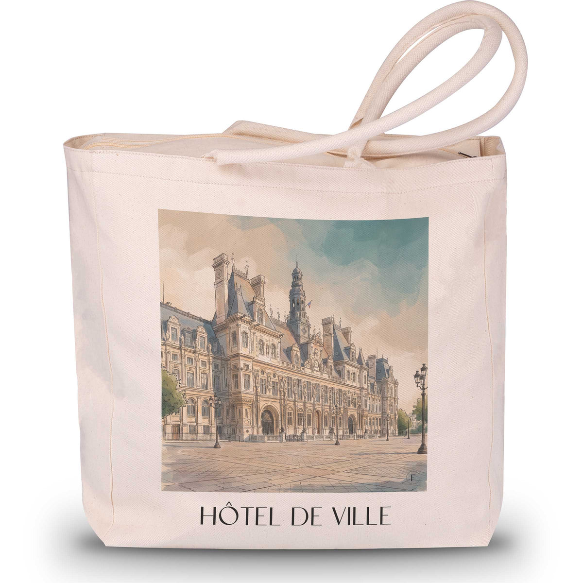Hôtel de Ville Shopping Tasche - Paris - Frankreich Tote Bag - Einkaufstasche im Aquarell Stil