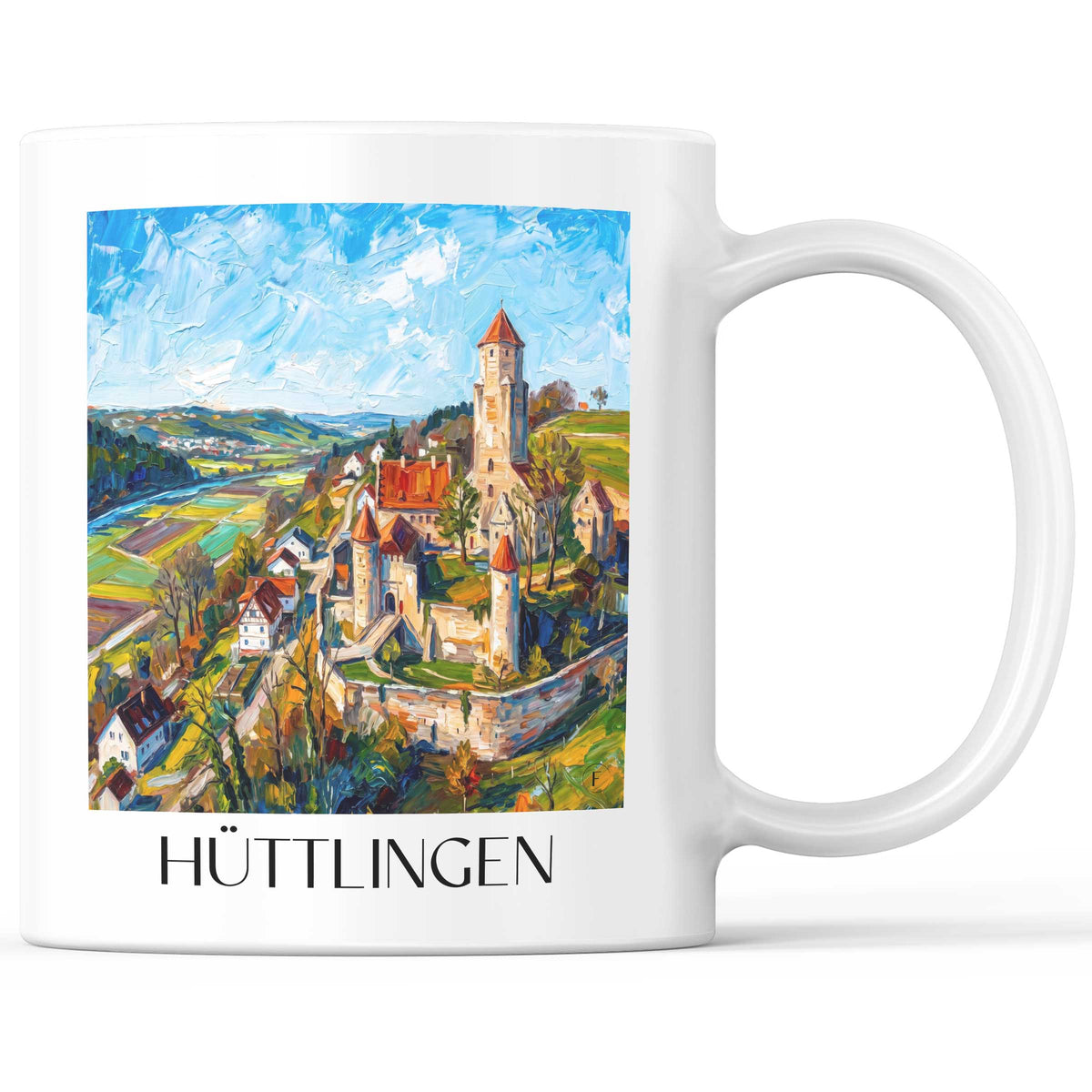 Hüttlingen Kaffeebecher - Ostalb - Deutschland Becher - Kaffeetasse im Ölgemälde Stil - favplace