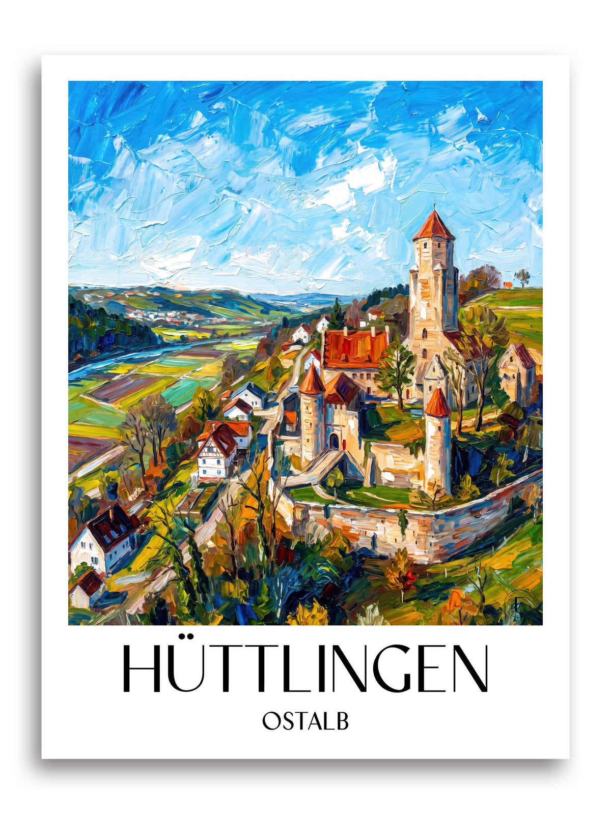Hüttlingen Poster - Ostalb - Deutschland Kunstdruck - Ölgemälde von A4 bis A1 - favplace
