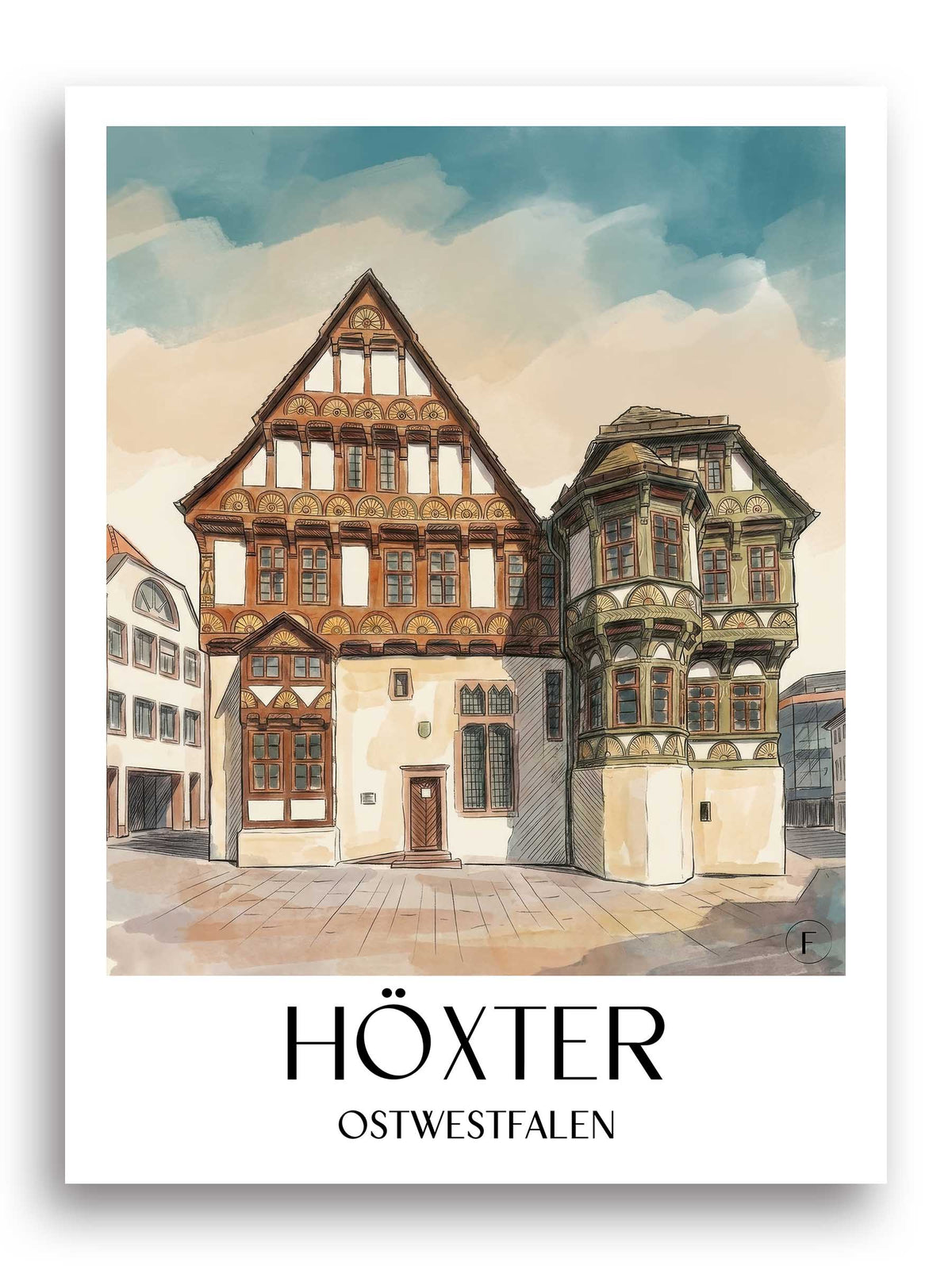 höxter-ostwestfalen-deutschland-poster-aquarell