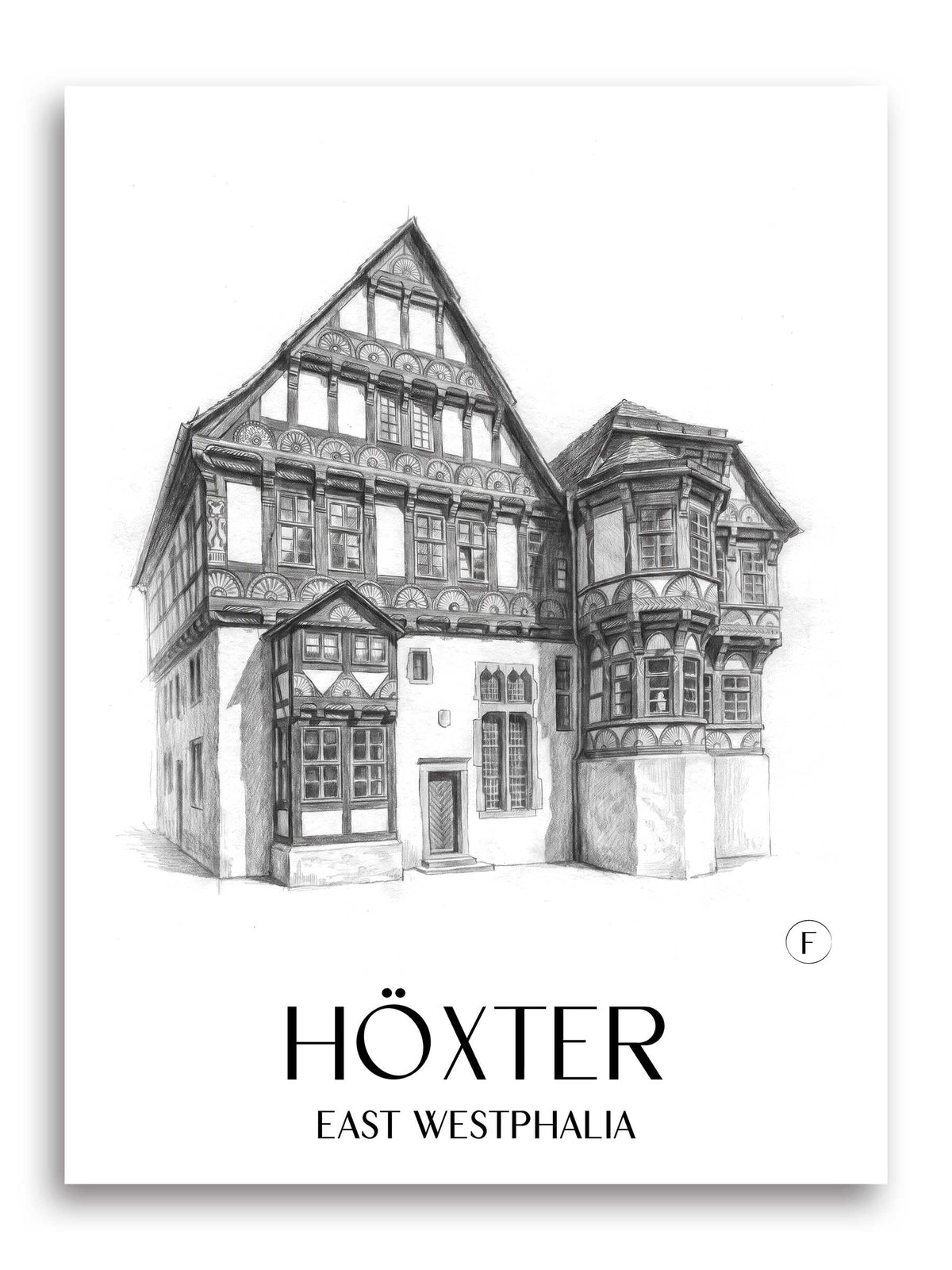 Höxter Poster - Ostwestfalen - Deutschland Kunstdruck - Zeichnung von A4 bis A1 - favplace