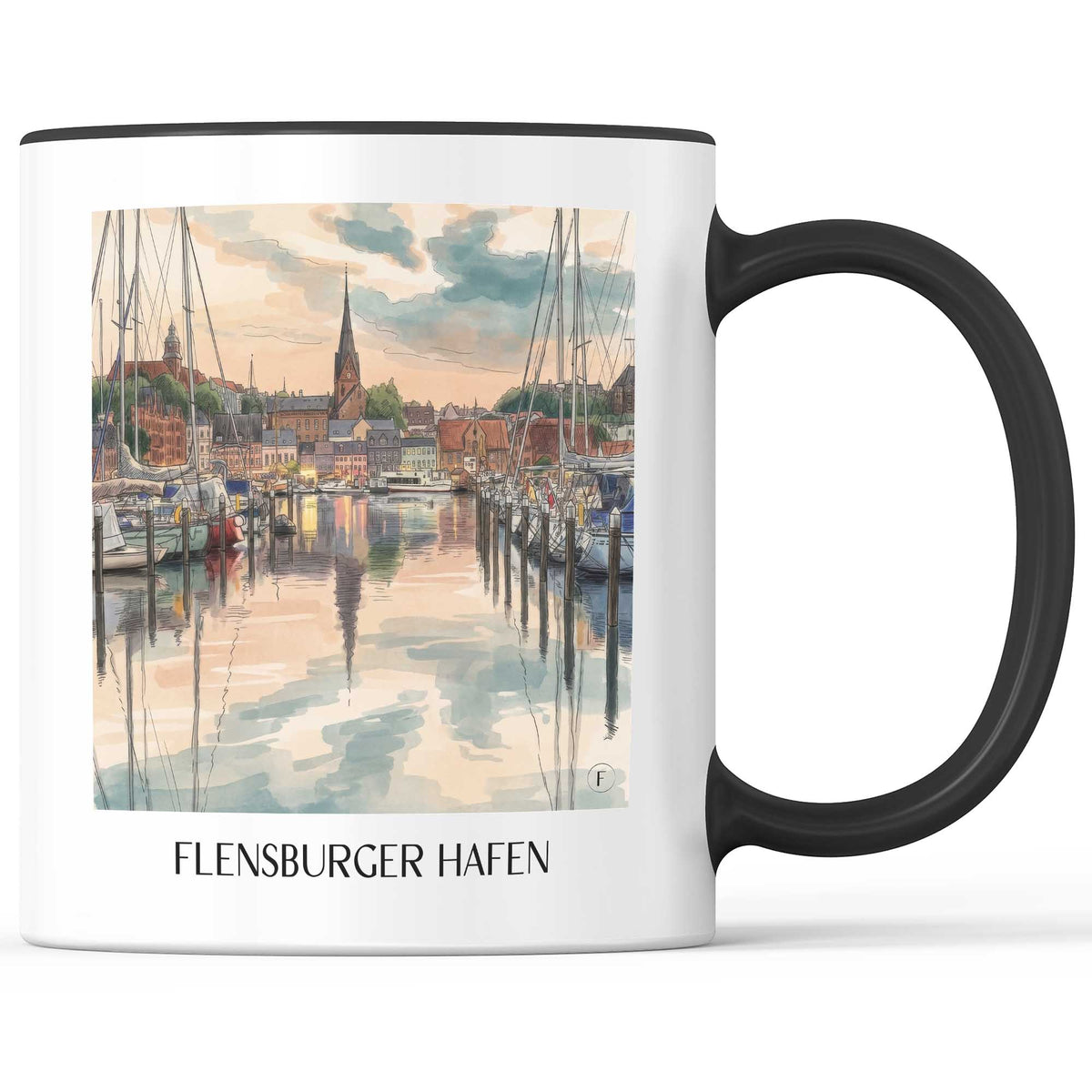 hafen-flensburg-deutschland-kaffeebecher-aquarell