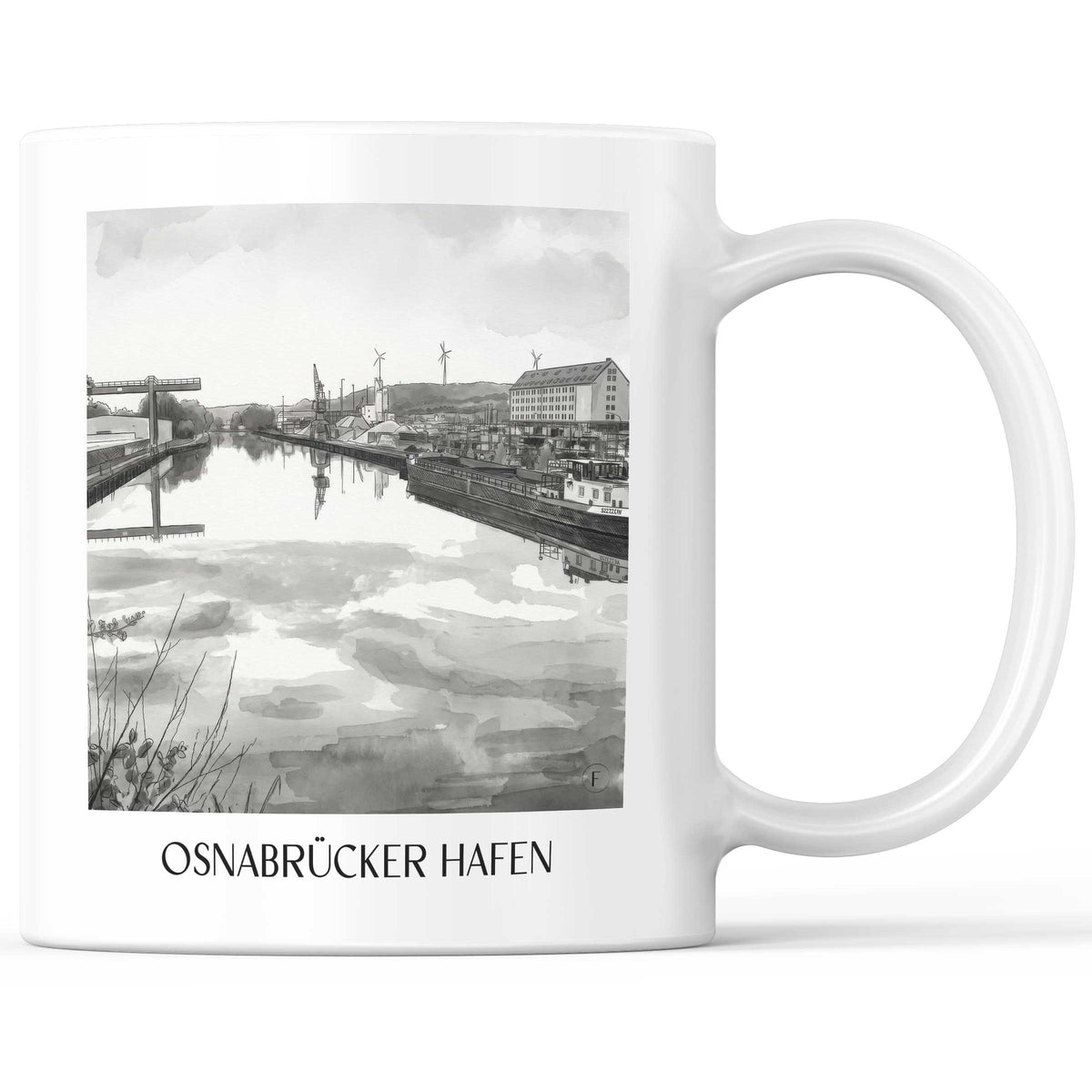hafen-osnabrück-deutschland-kaffeebecher-aquarell-schwarz-weiss