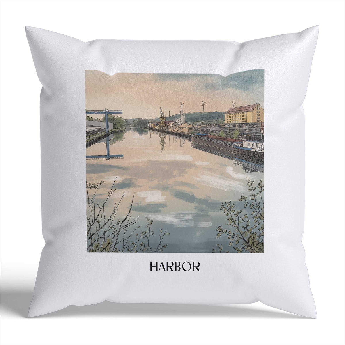 Hafen Kissenhülle - Zierkissen Bezug - Osnabrück - Deutschland Kissen bzw. Kissenbezug im Aquarell Stil - favplace