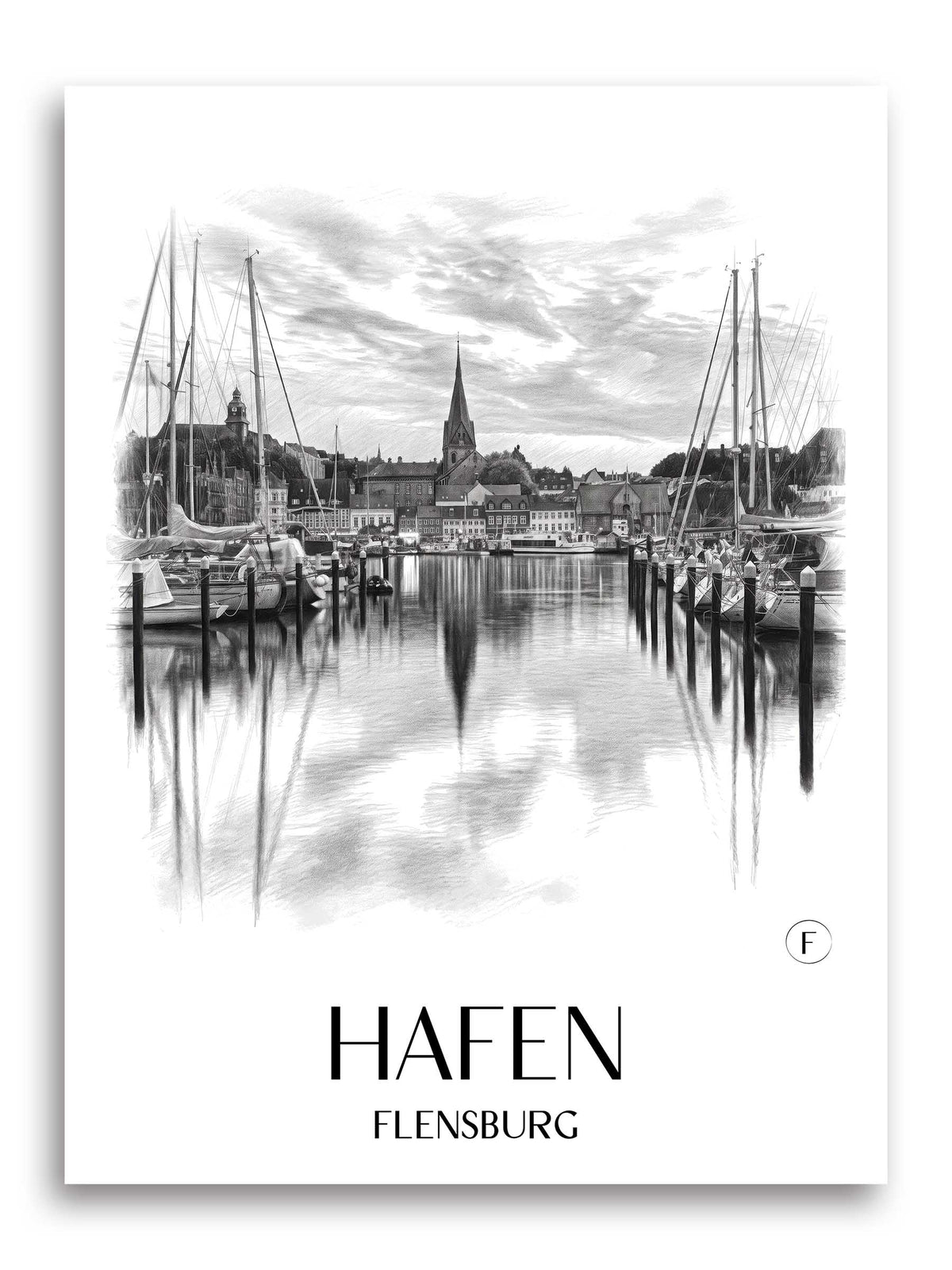 hafen-flensburg-deutschland-poster-bleistift-zeichnung-drawing