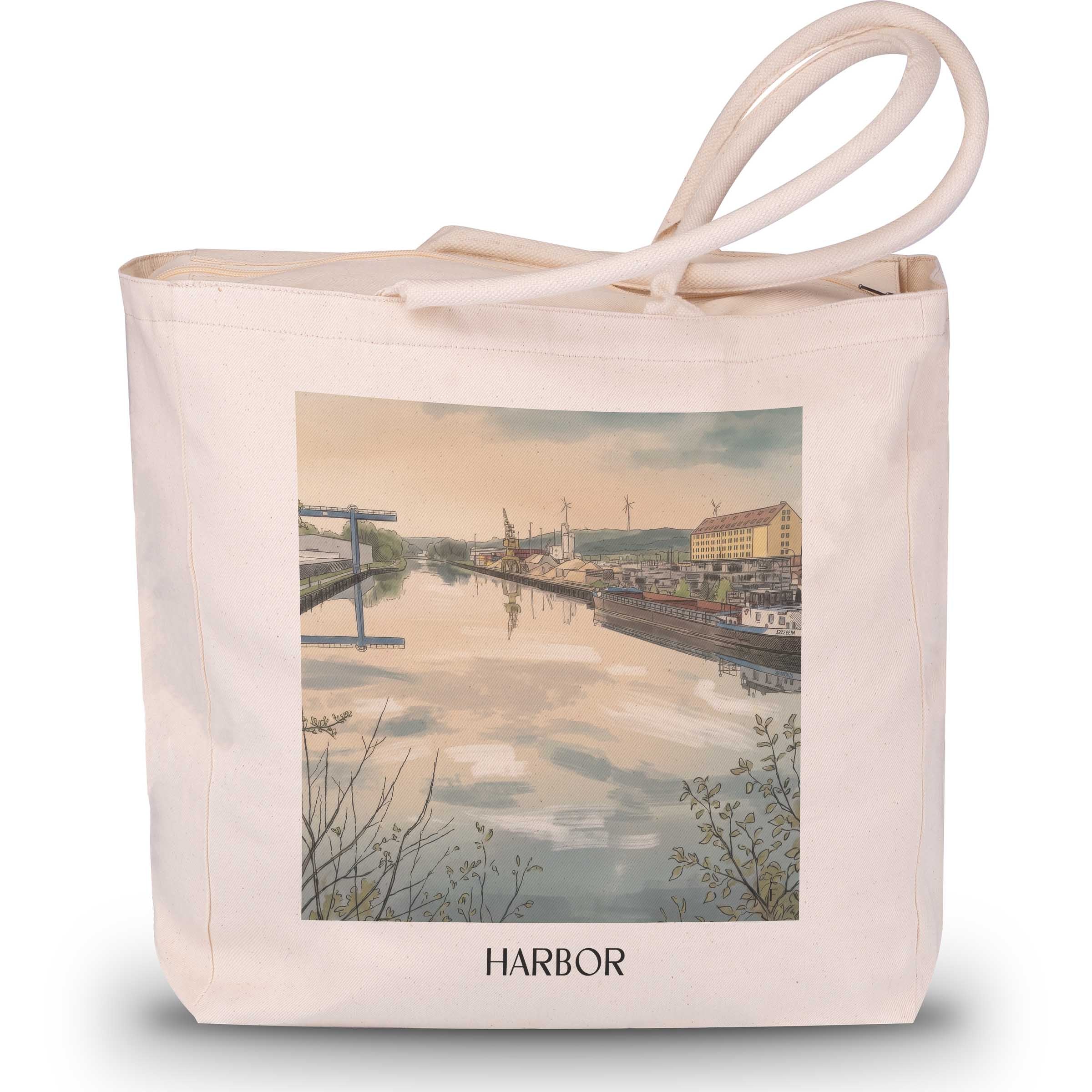 Hafen Shopping Tasche - Osnabrück - Deutschland Tote Bag - Einkaufstasche im Aquarell Stil - favplace