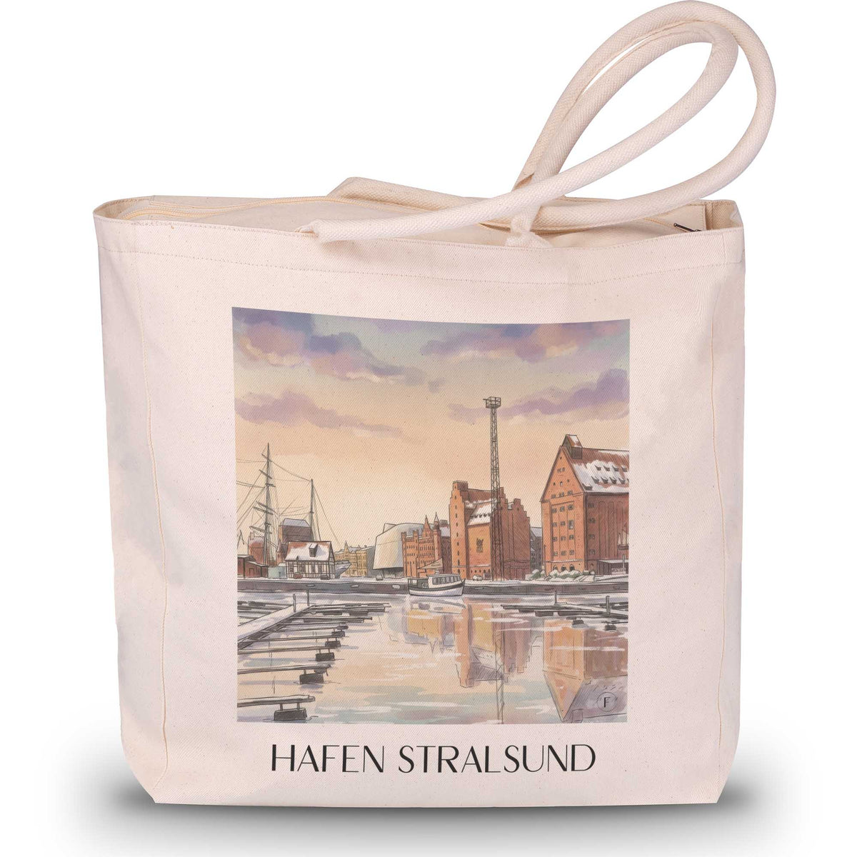 hafen-stralsund-deutschland-einkaufstasche-aquarell