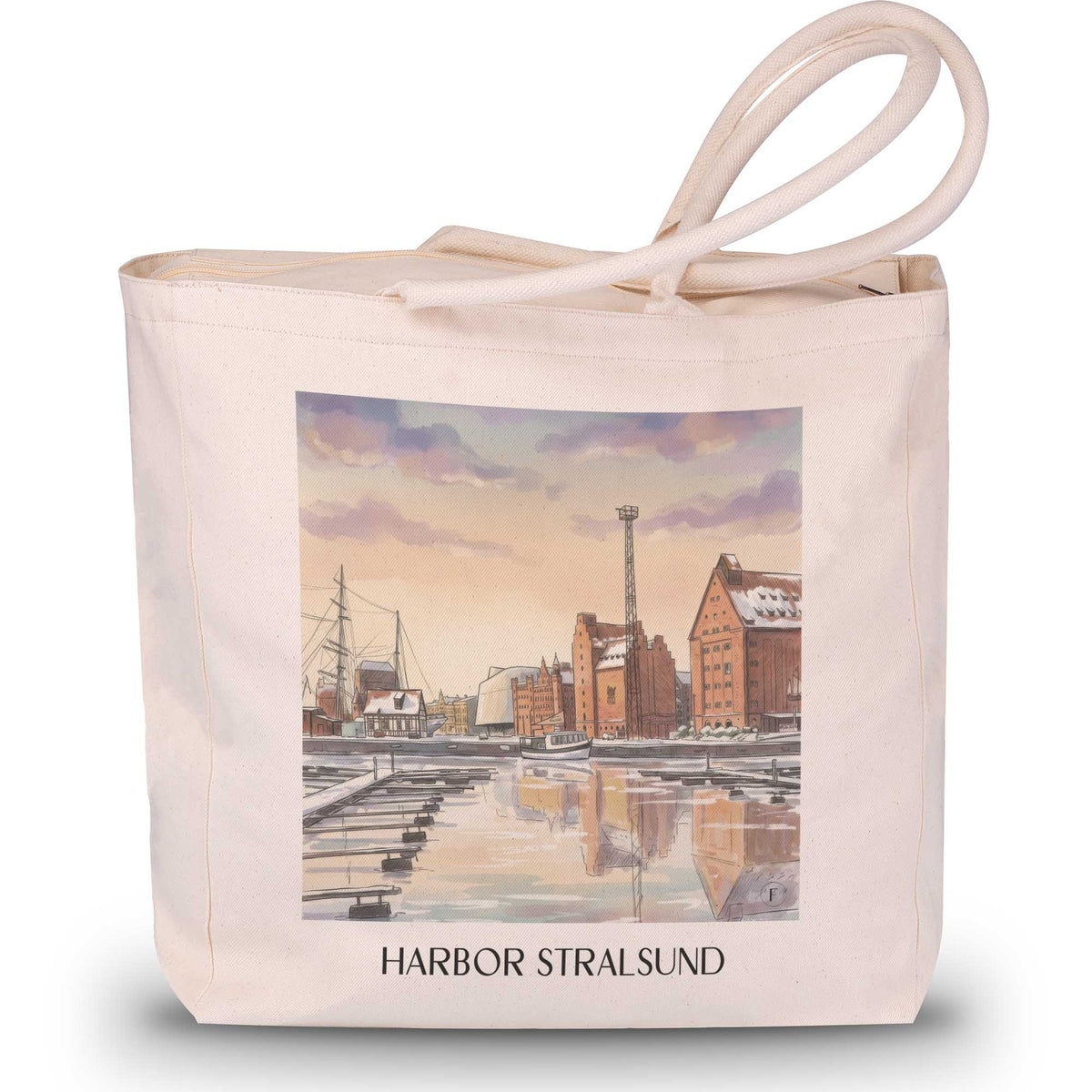 Hafen Shopping Tasche - Stralsund - Deutschland Tote Bag - Einkaufstasche im Aquarell Stil - favplace