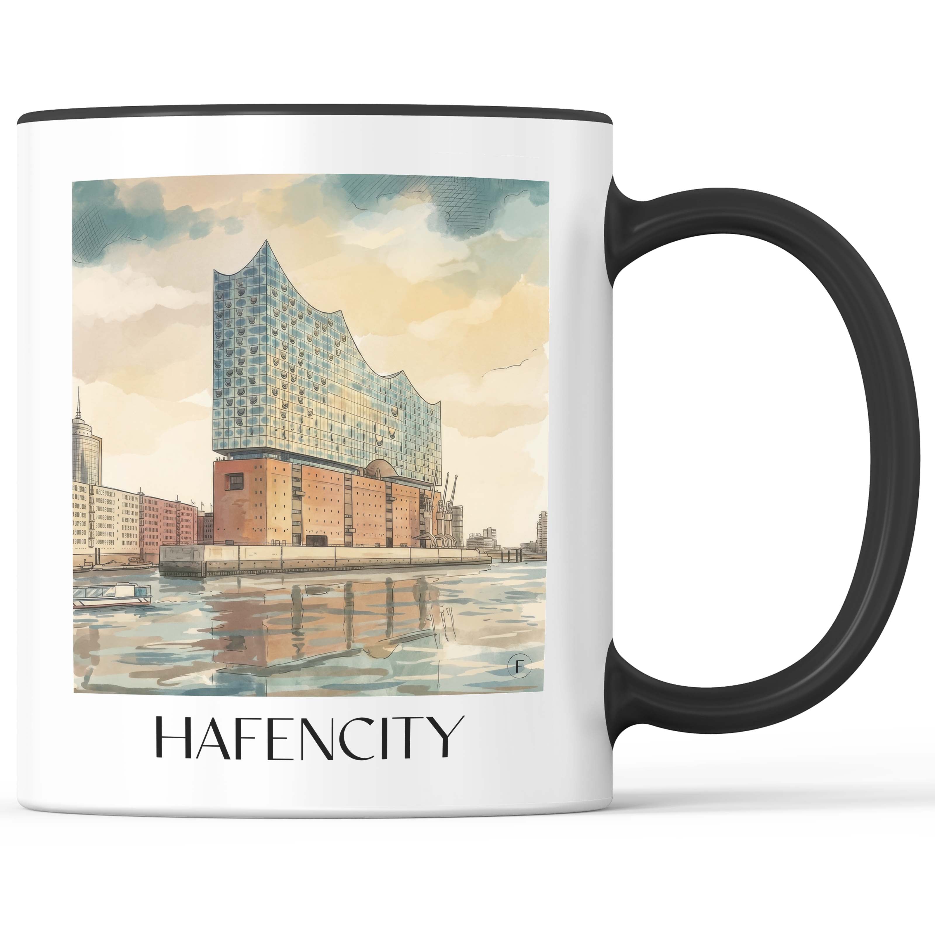 Hafencity Kaffeebecher - Hamburg - Deutschland Becher - Kaffeetasse im Aquarell Stil - favplace