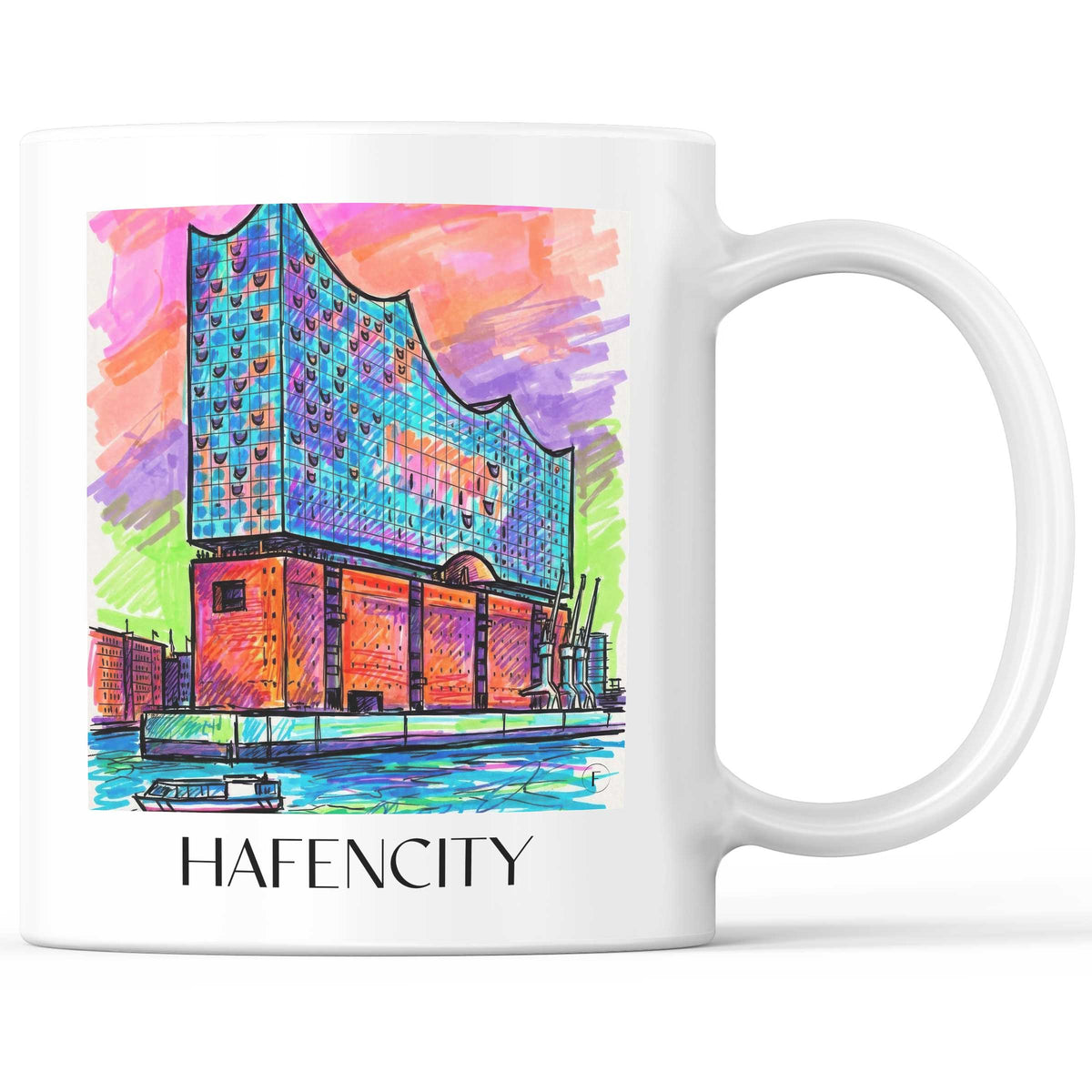 Hafencity Kaffeebecher - Hamburg - Deutschland Becher - Kaffeetasse im Tag Graffiti Stil - favplace