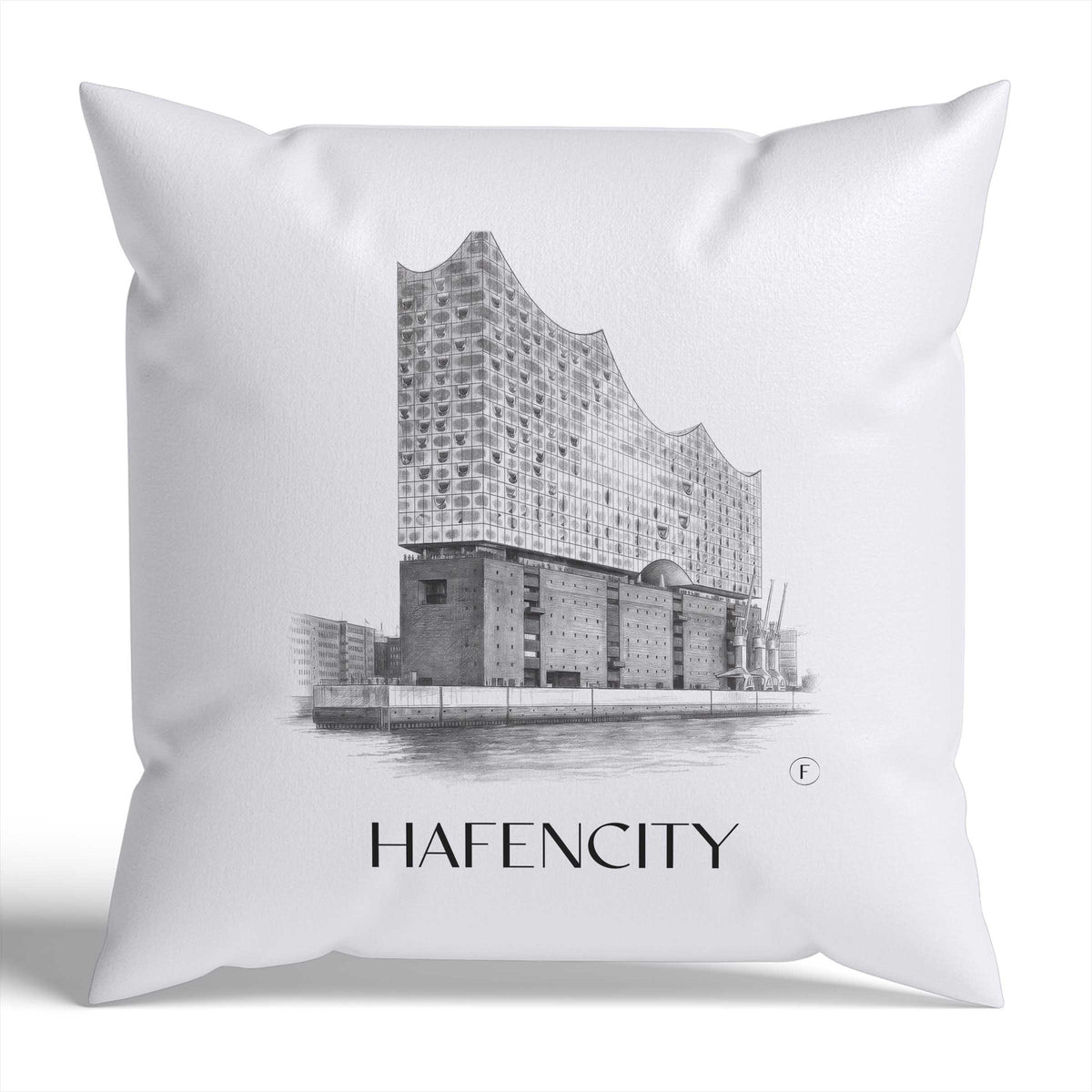 Hafencity Kissenhülle - Zierkissen Bezug - Hamburg - Deutschland Kissen bzw. Kissenbezug im Zeichnung Stil - favplace