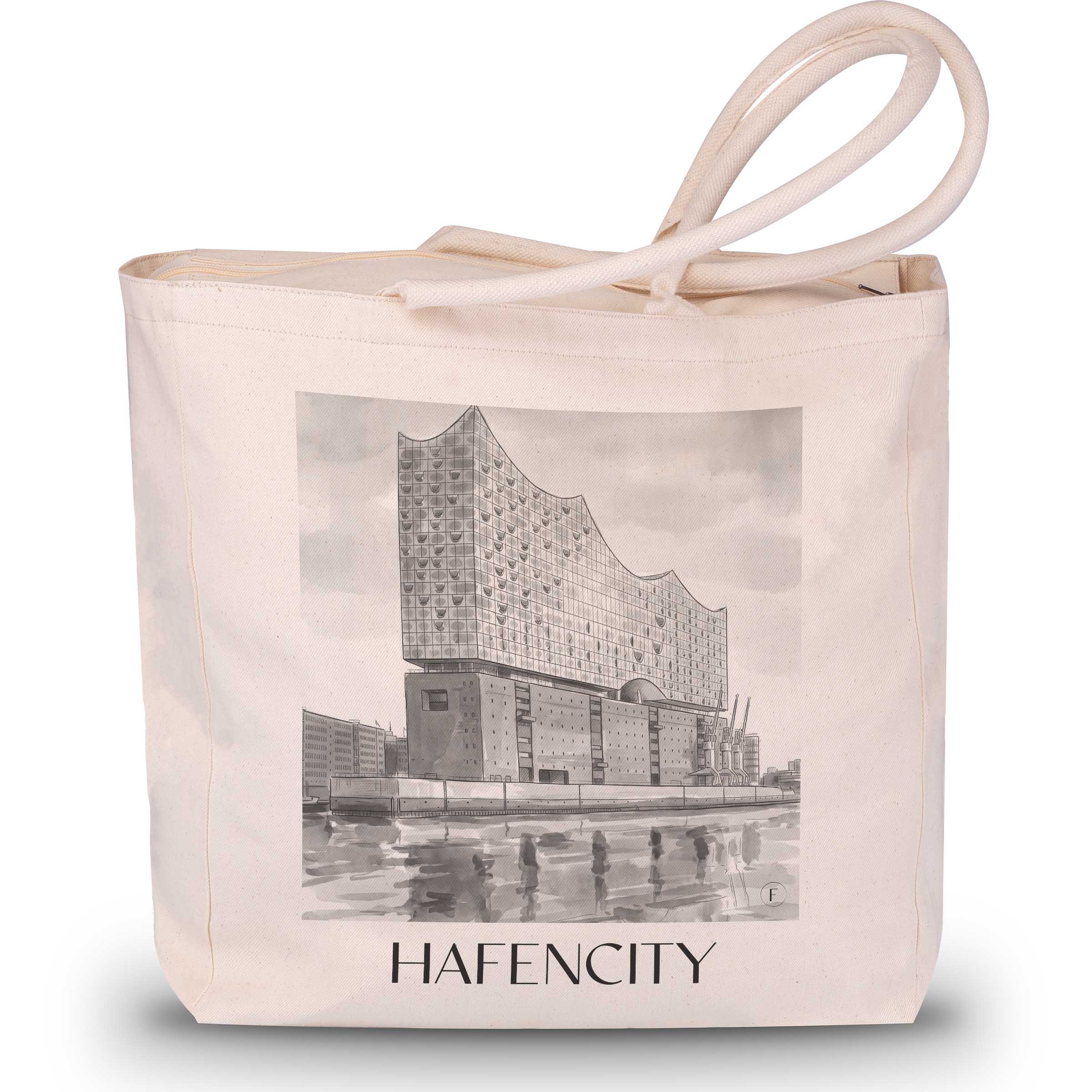 hafencity-hamburg-deutschland-einkaufstasche-aquarell-schwarz-weiss