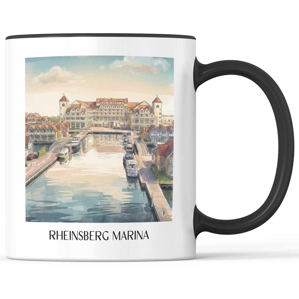 Hafendorf Rheinsberg Kaffeebecher - Brandenburg - Deutschland Becher - Kaffeetasse im Aquarell Stil - favplace