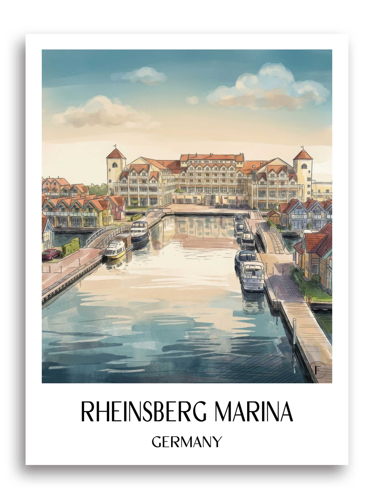 Hafendorf Rheinsberg Poster - Brandenburg - Deutschland Kunstdruck - Aquarell von A4 bis A1 - favplace