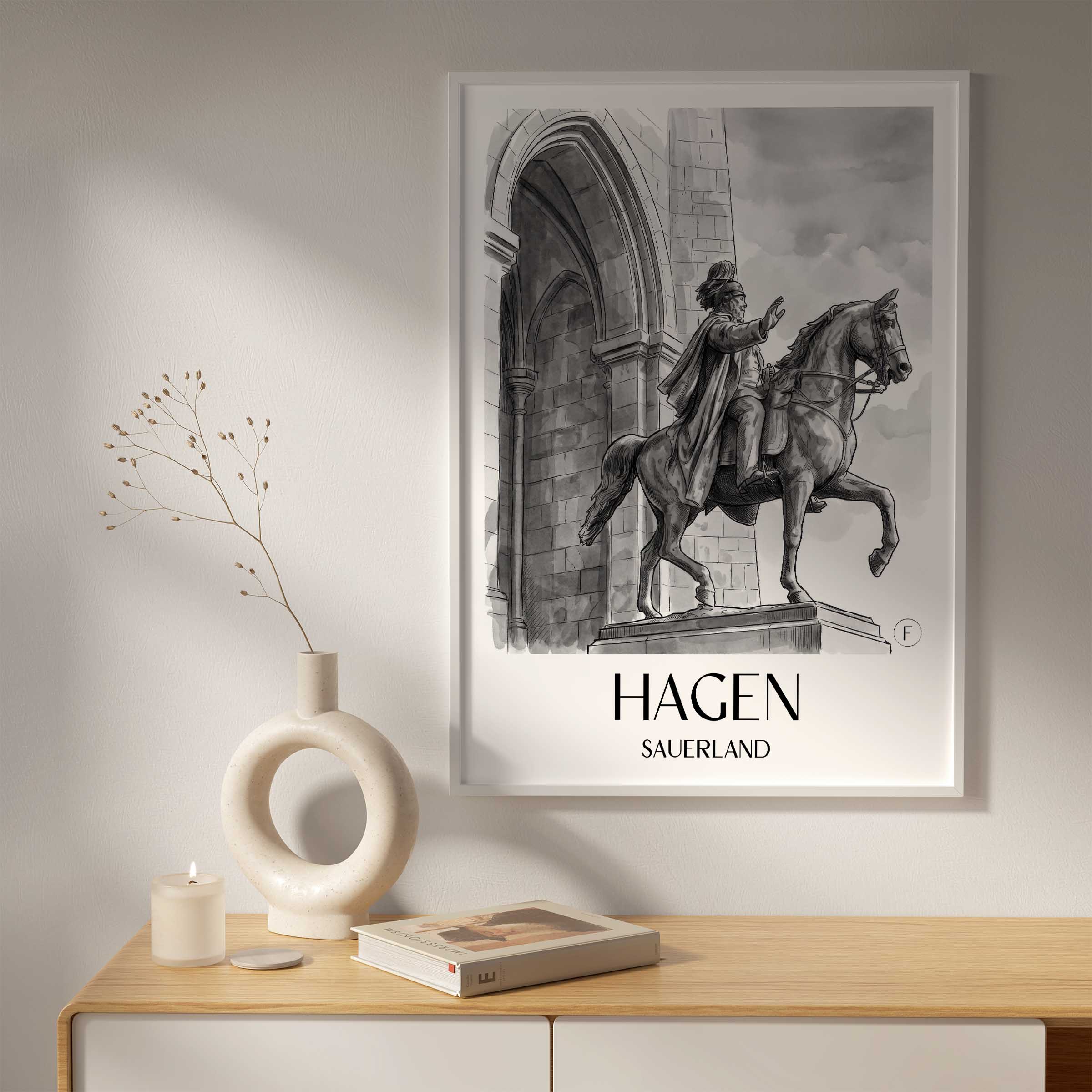 hagen-sauerland-deutschland-poster-aquarell-schwarz-weiss
