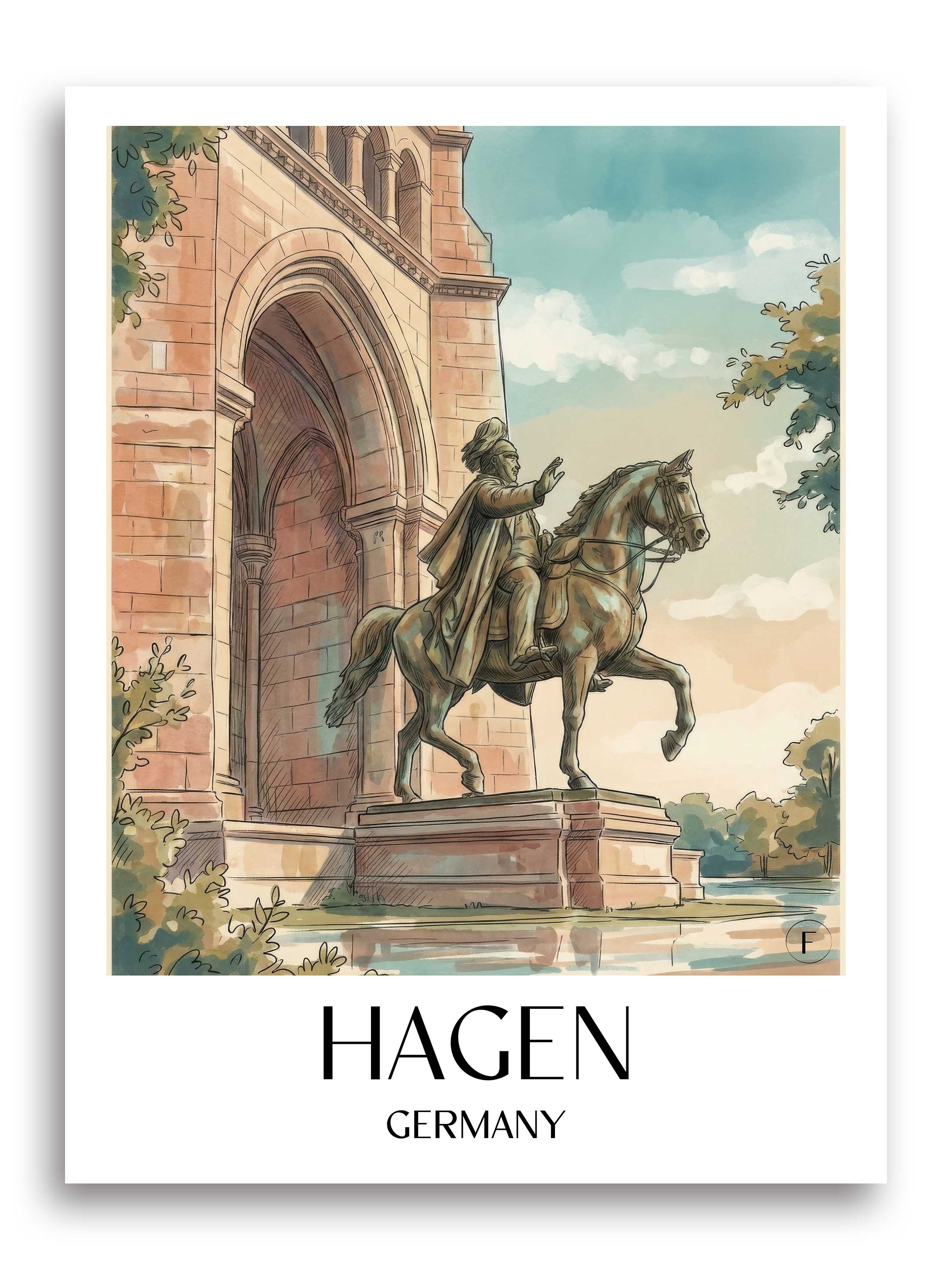Hagen Poster - Sauerland - Deutschland Kunstdruck - Aquarell von A4 bis A1 - favplace