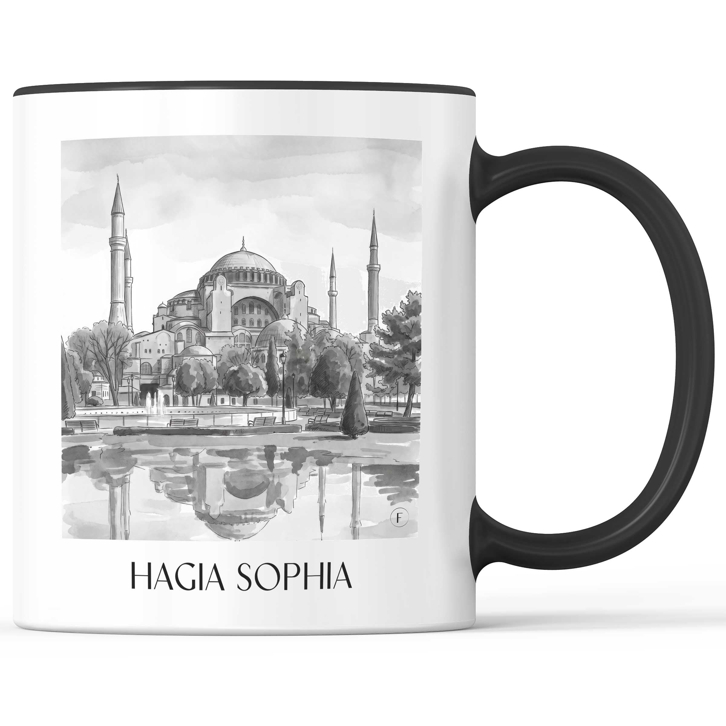 hagia-sophia-türkei-kaffeebecher-aquarell-schwarz-weiss