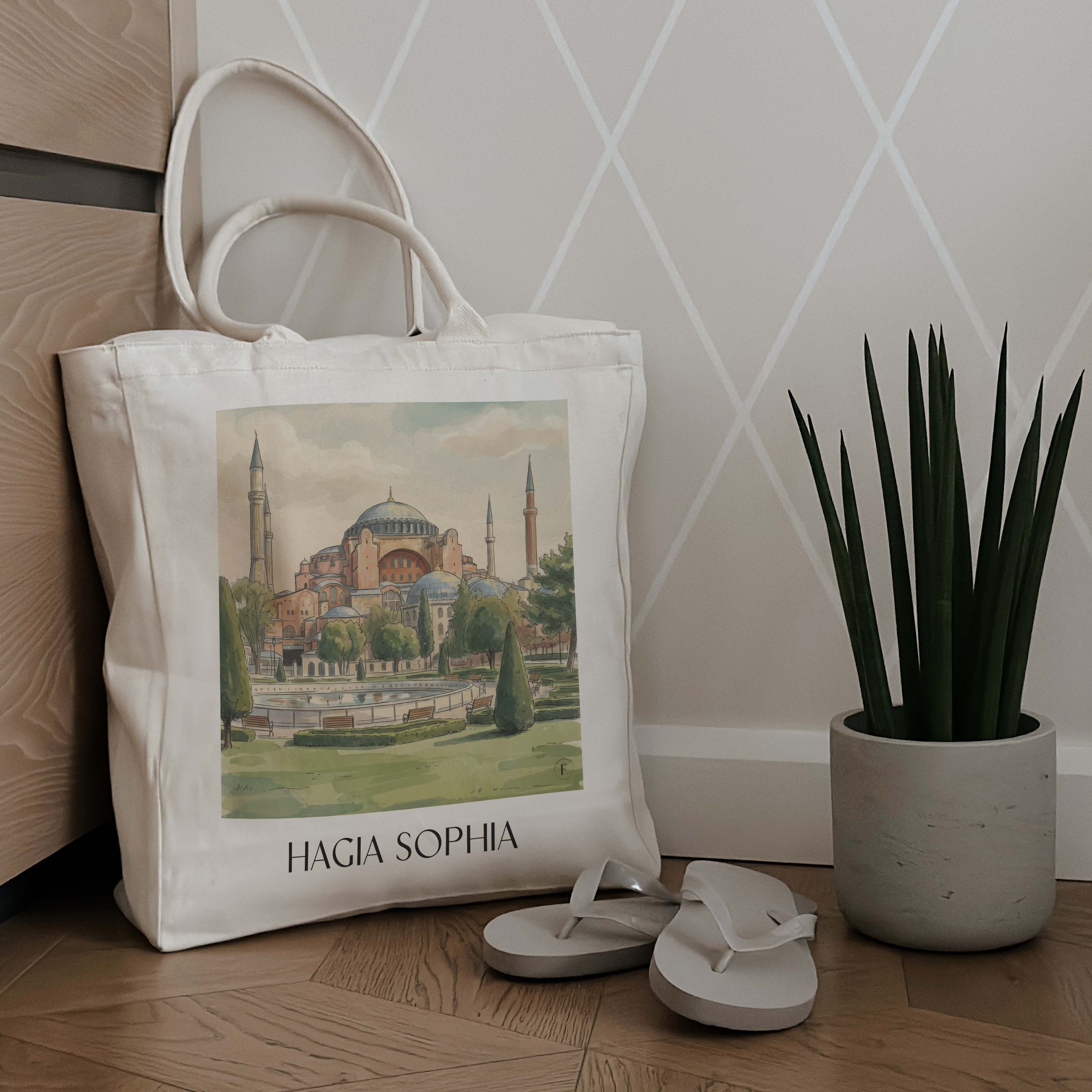 hagia-sophia-türkei-einkaufstasche-aquarell