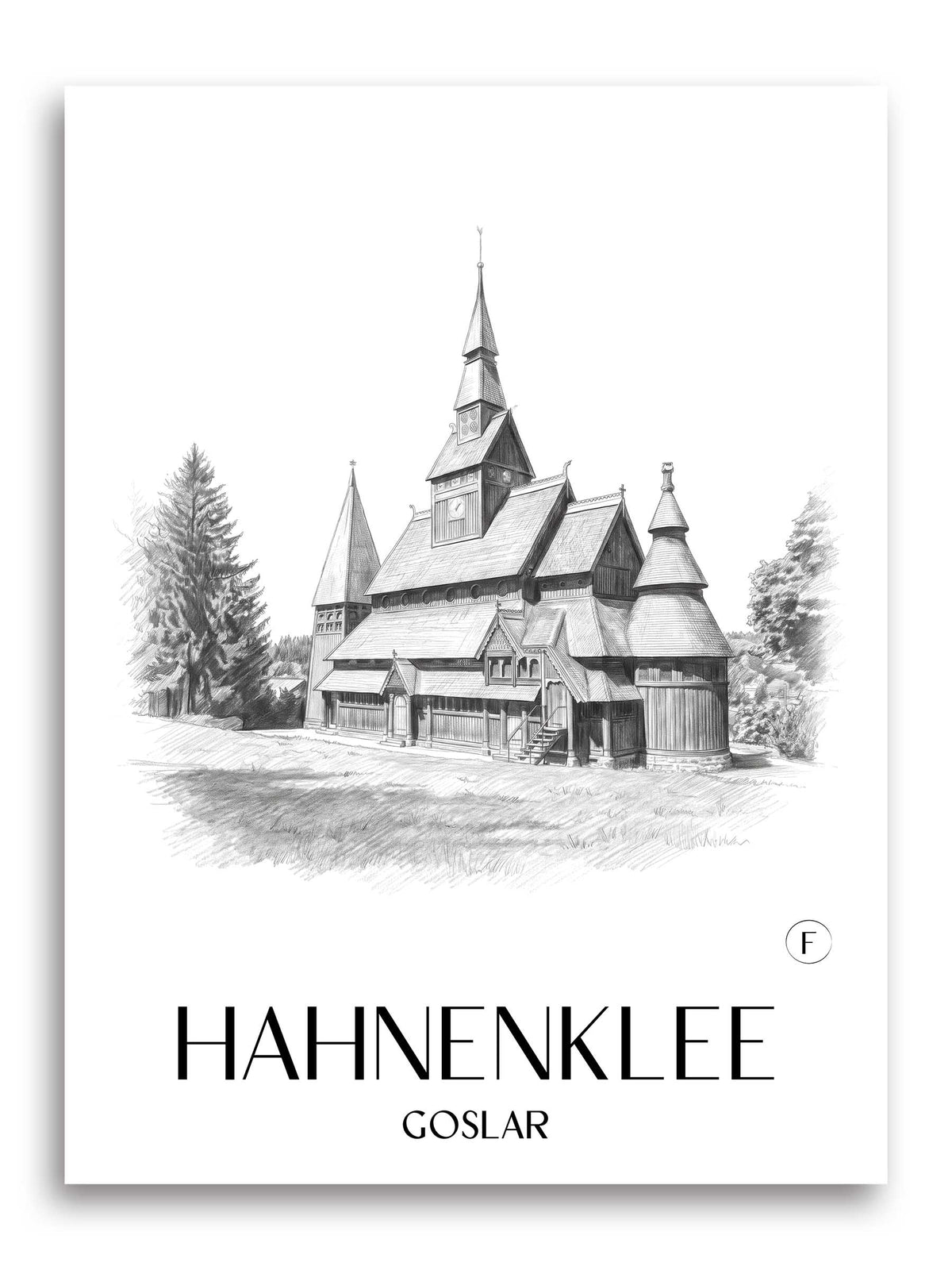 Hahnenklee Poster - Goslar - Deutschland Kunstdruck - Zeichnung von A4 bis A1