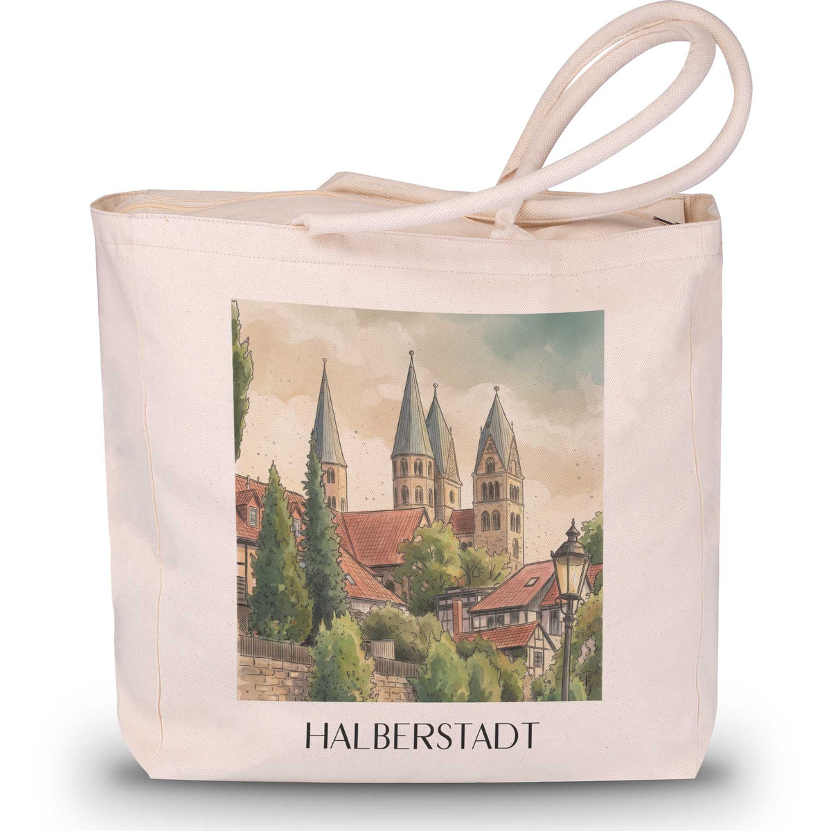 Halberstadt Shopping Tasche - Harz - Deutschland Tote Bag - Einkaufstasche im Aquarell Stil - favplace