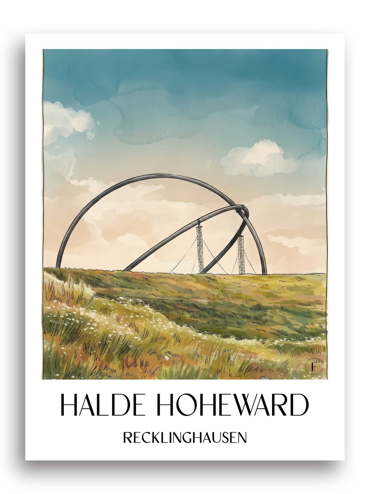 halde-hoheward-recklinghausen-deutschland-poster-aquarell