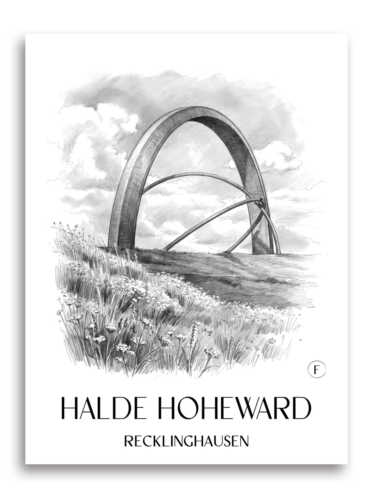 Halde Hoheward Poster - Recklinghausen - Deutschland Kunstdruck - Zeichnung von A4 bis A1 - favplace