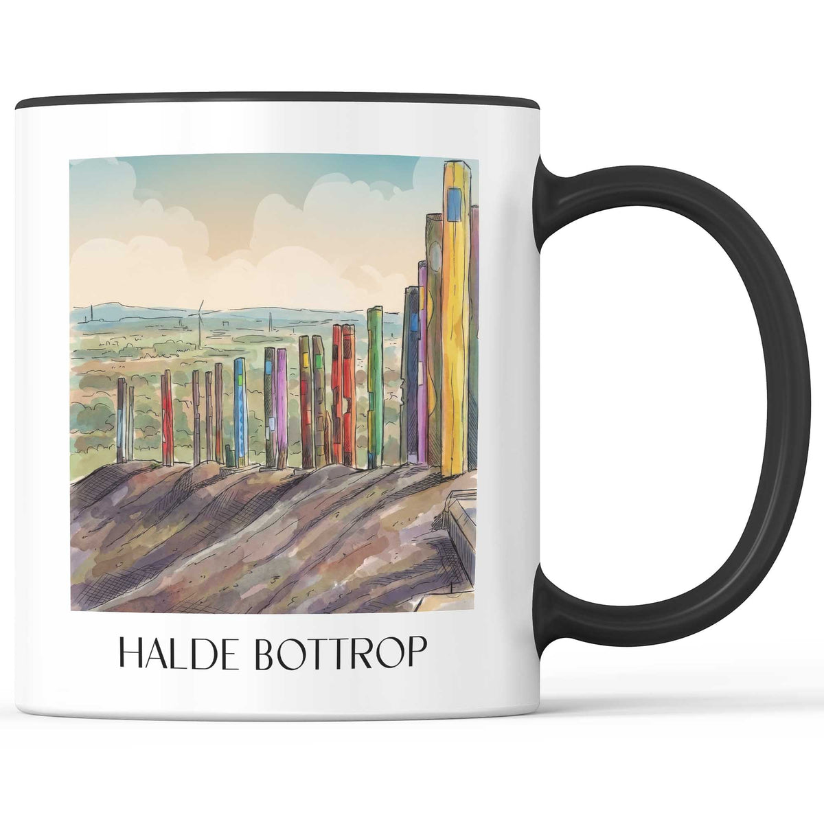 Halde Kaffeebecher - Bottrop - Deutschland Becher - Kaffeetasse im Aquarell Stil - favplace