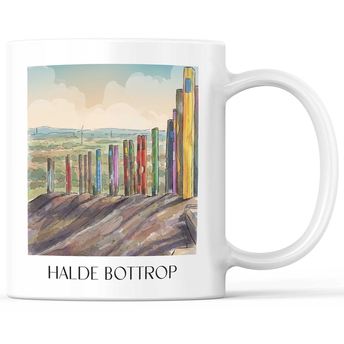 Halde Kaffeebecher - Bottrop - Deutschland Becher - Kaffeetasse im Aquarell Stil - favplace
