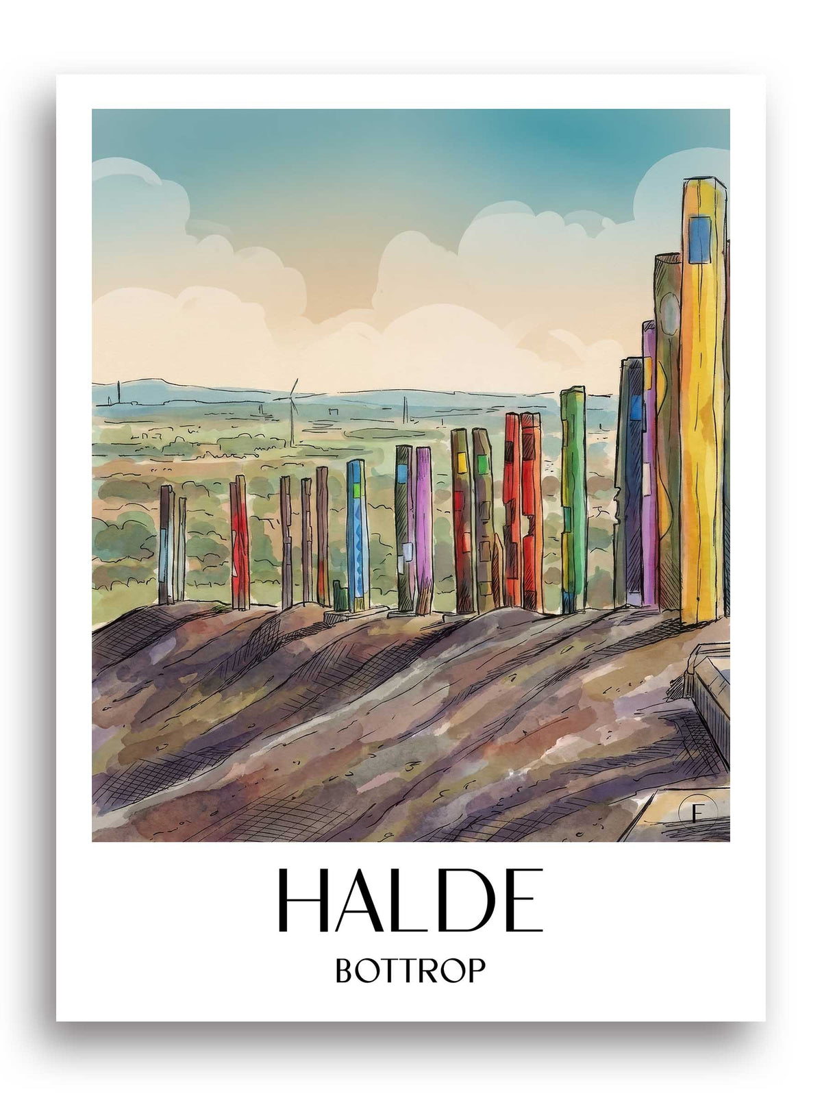 halde-bottrop-deutschland-poster-aquarell