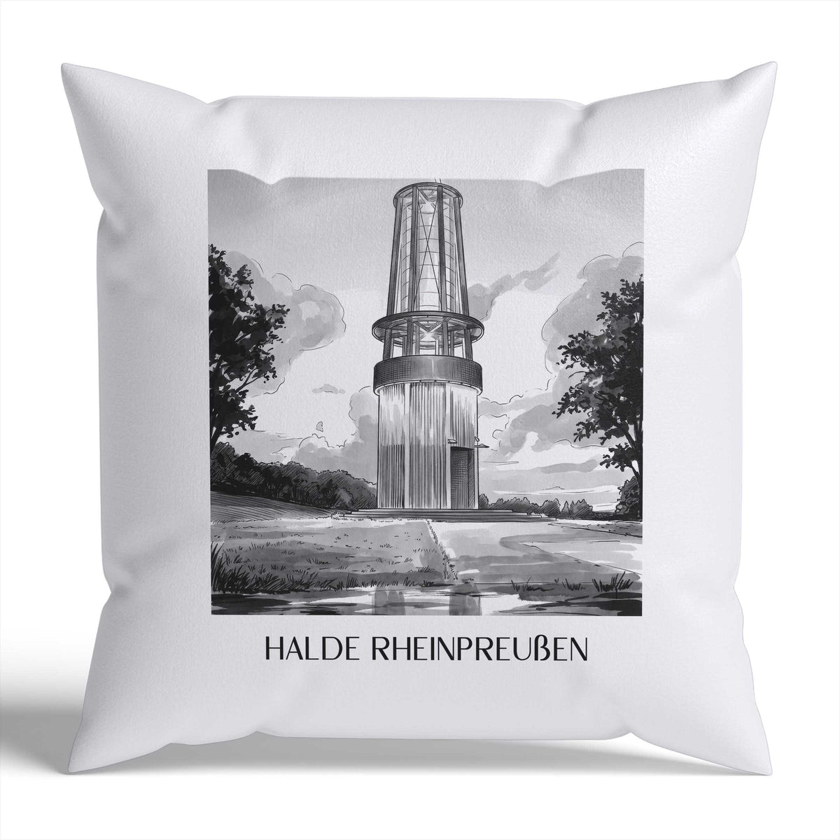 halde-rheinpreußen-moers-deutschland-kissenbezug-aquarell-schwarz-weiss