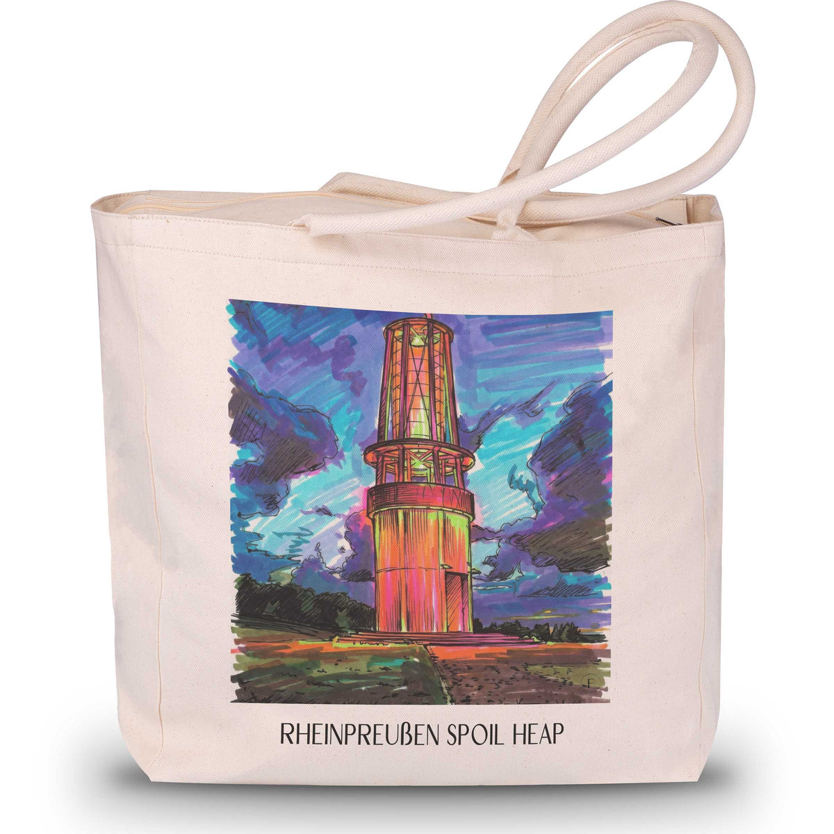 Halde Rheinpreußen Shopping Tasche - Moers - Deutschland Tote Bag - Einkaufstasche im Tag Graffiti Stil - favplace