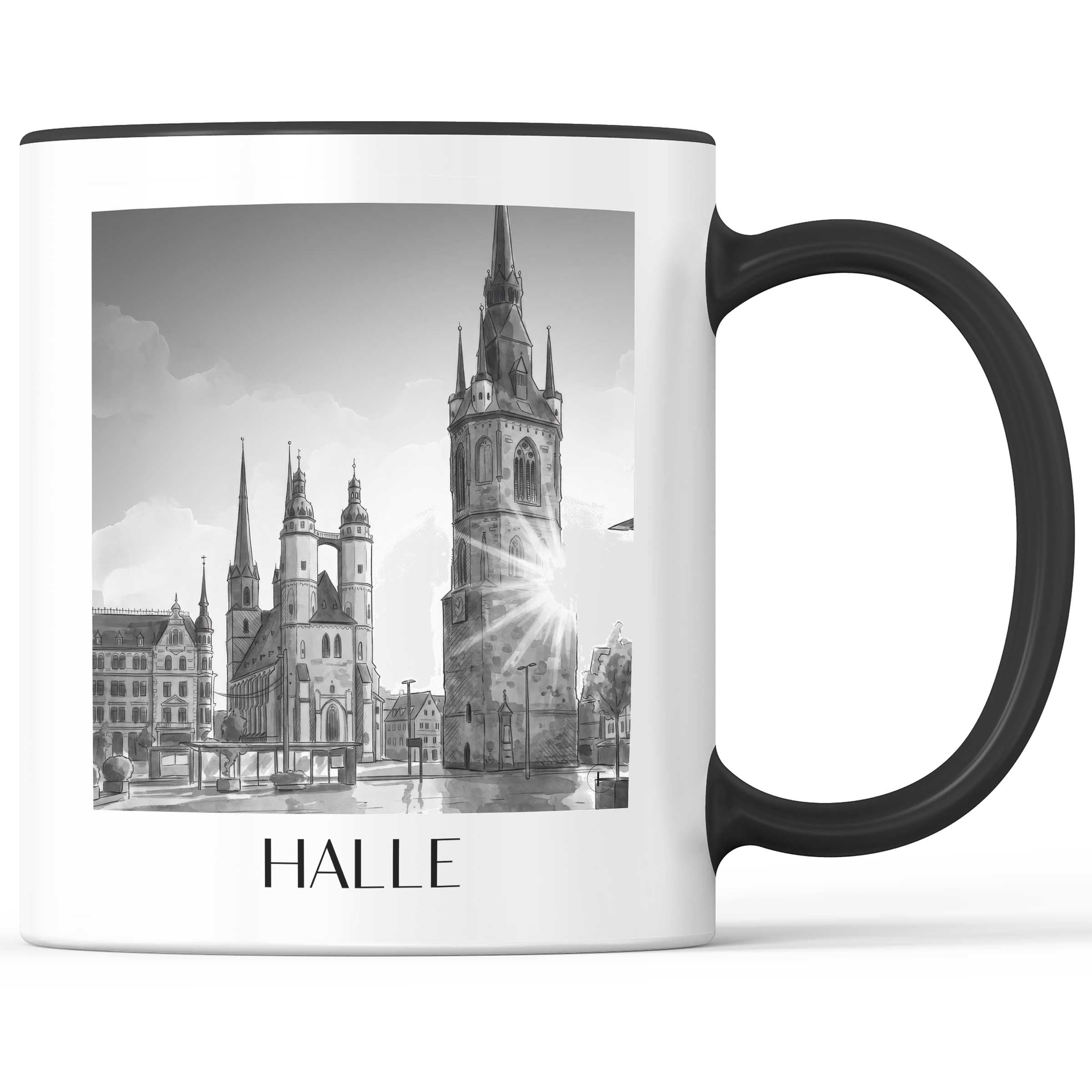 halle-sachsen-anhalt-deutschland-kaffeebecher-aquarell-schwarz-weiss