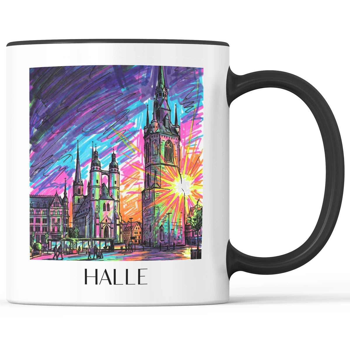 Halle Kaffeebecher - Sachsen-Anhalt - Deutschland Becher - Kaffeetasse im Tag Graffiti Stil - favplace