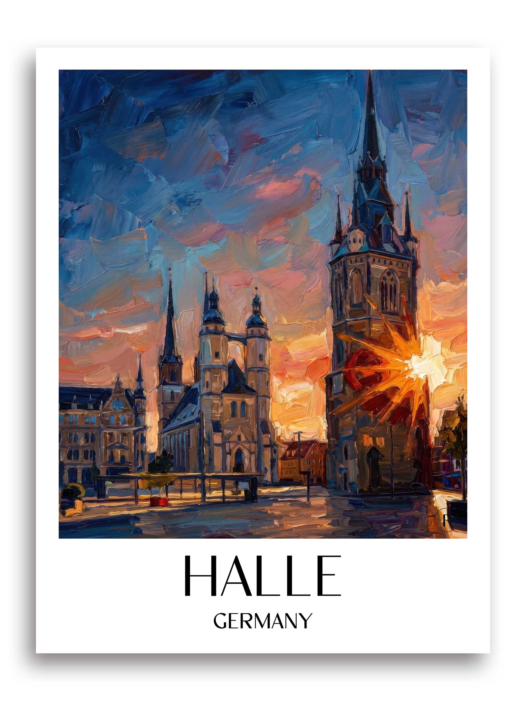 Halle Poster - Sachsen-Anhalt - Deutschland Kunstdruck - Ölgemälde von A4 bis A1 - favplace